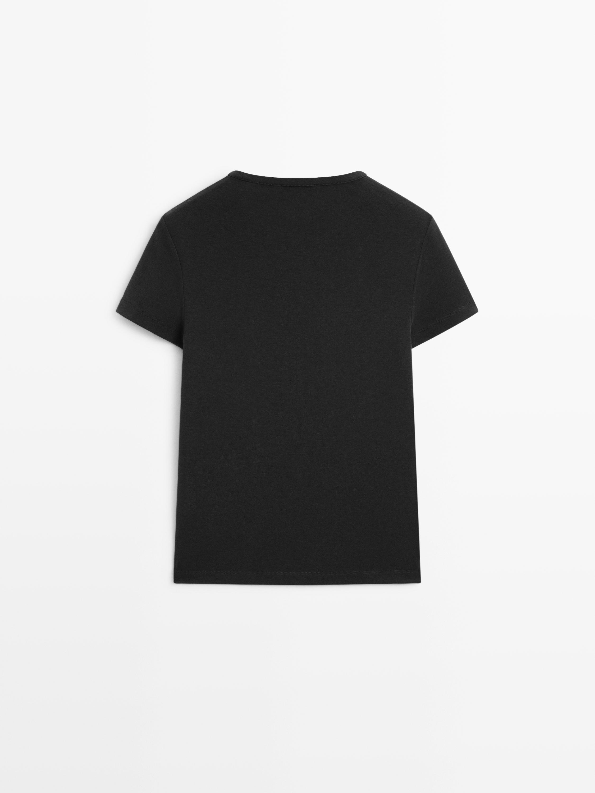 Lyocell blend short sleeve T-shirt — BLACK