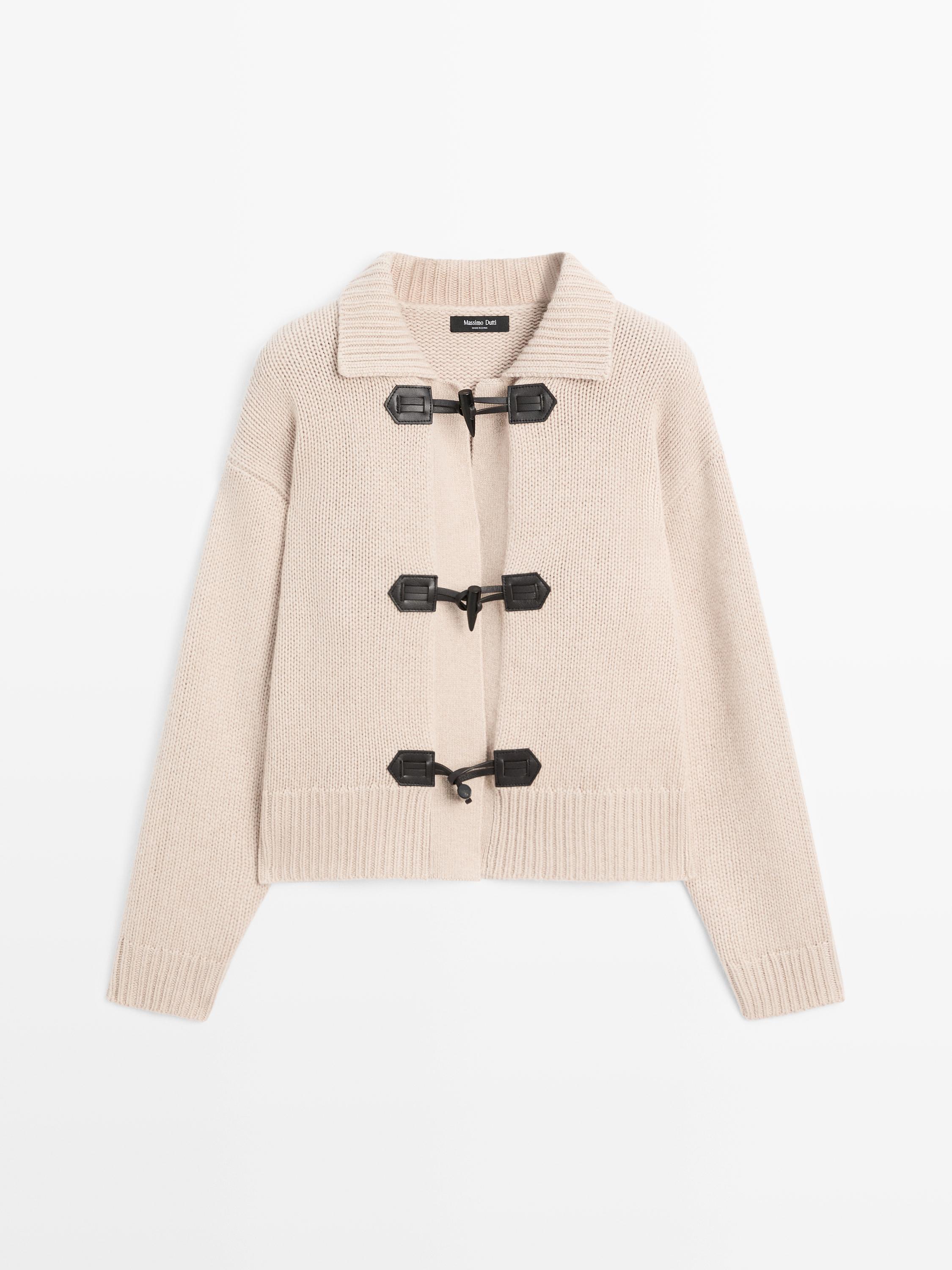 Wool blend cardigan with horn button detail
