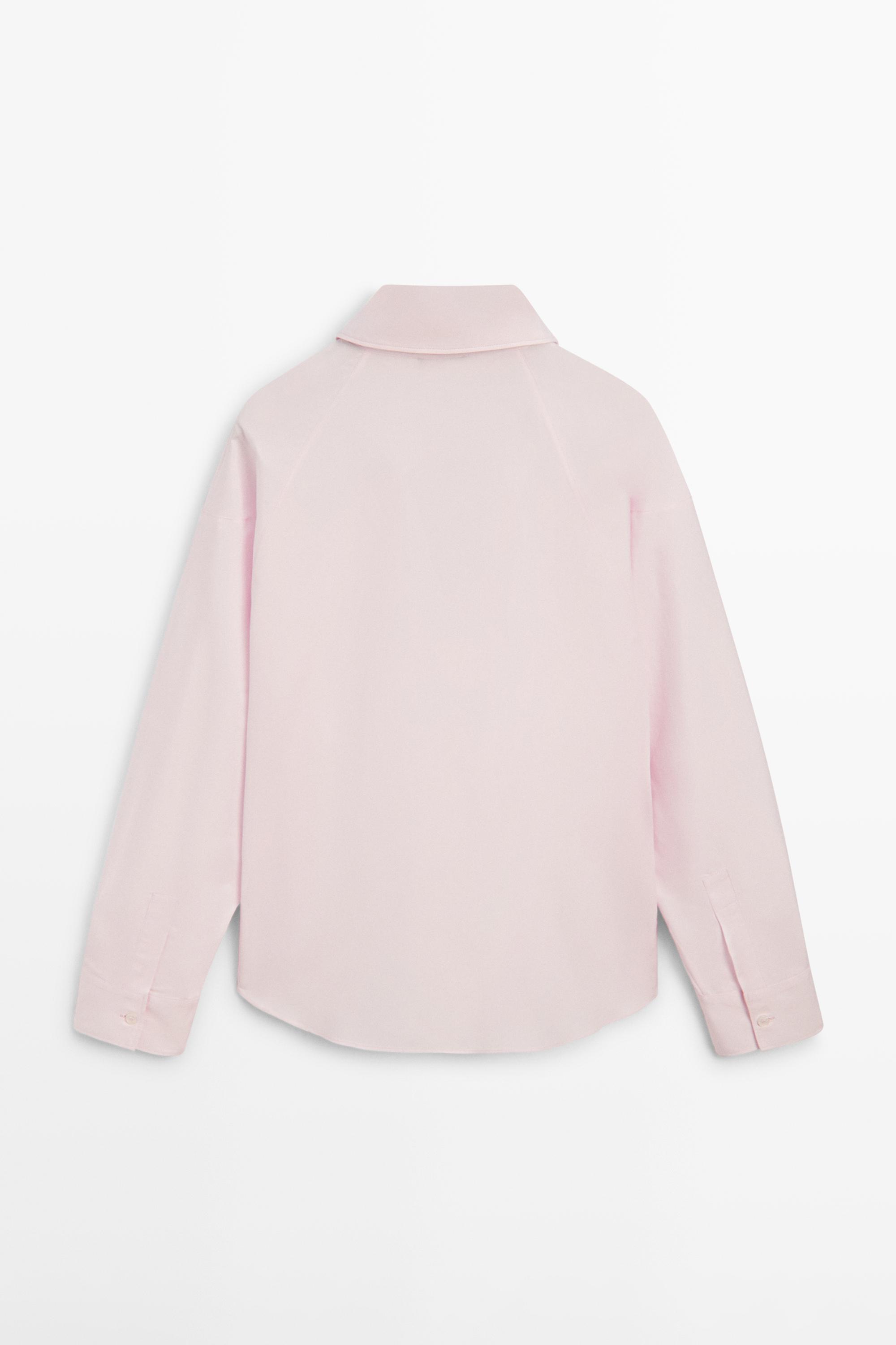 Cotton poplin shirt with dart detail — PINK