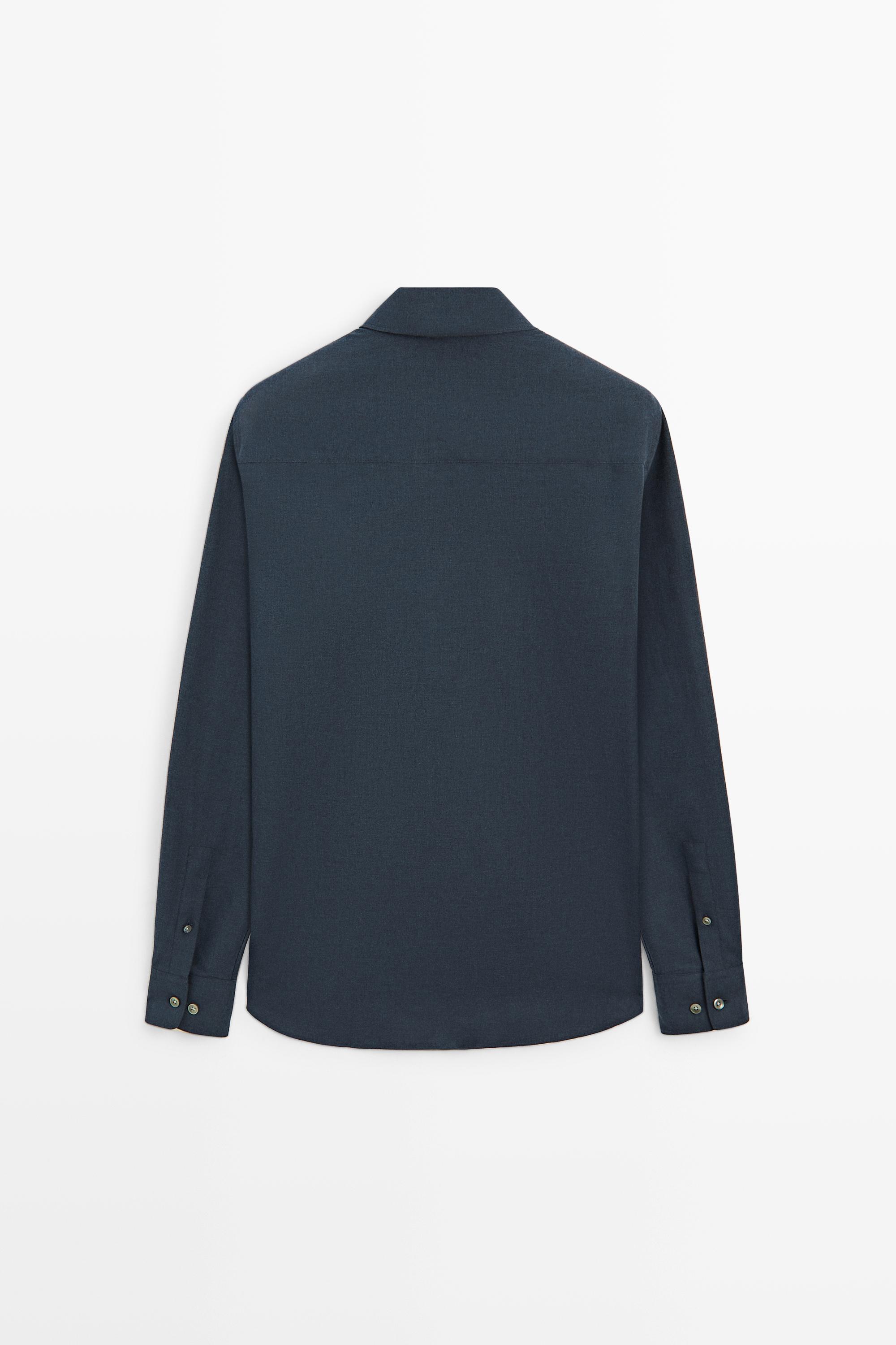 100% cotton melange twill regular fit shirt