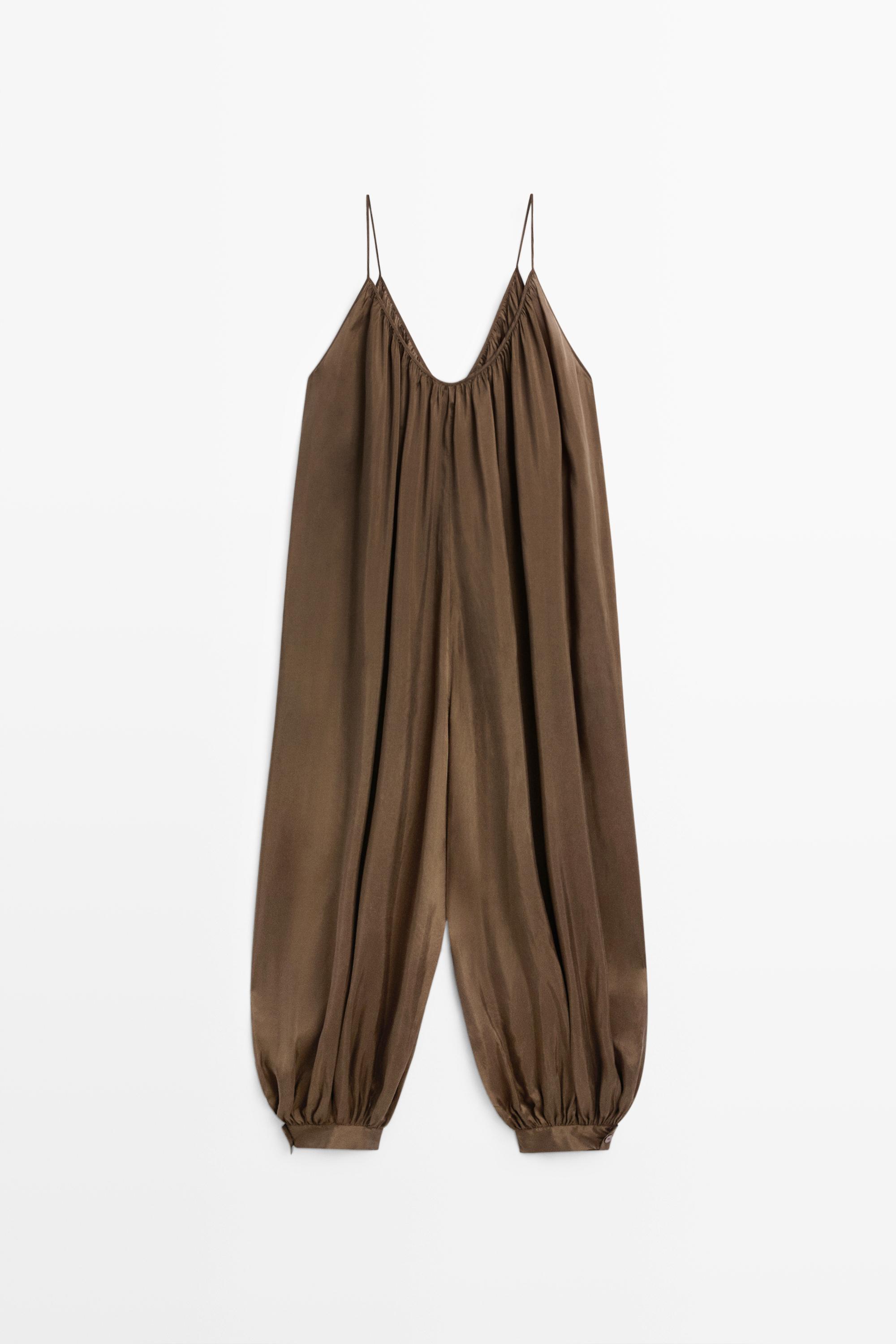 Flowing sarouel jumpsuit — BROWN