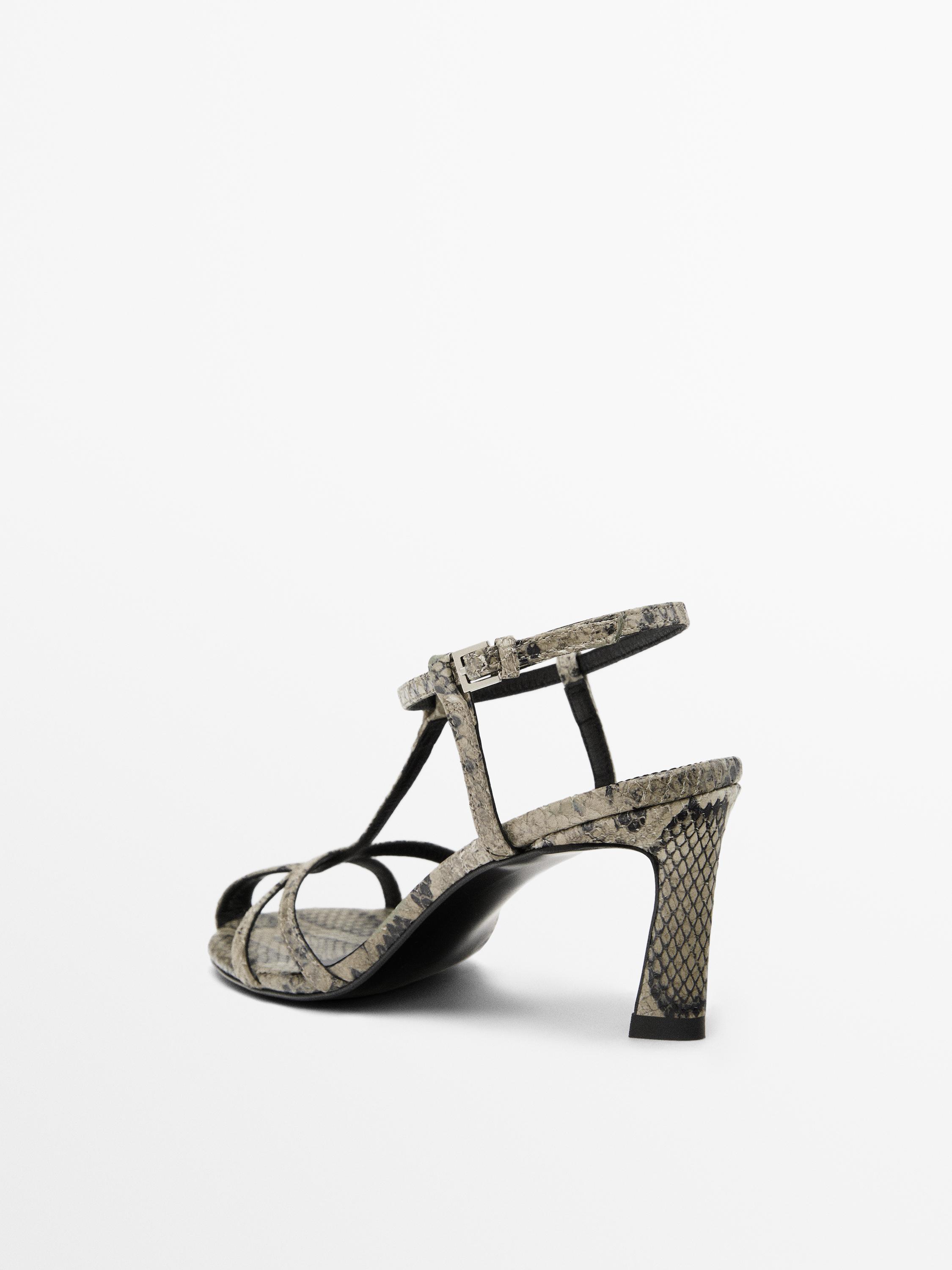 Printed heeled sandals