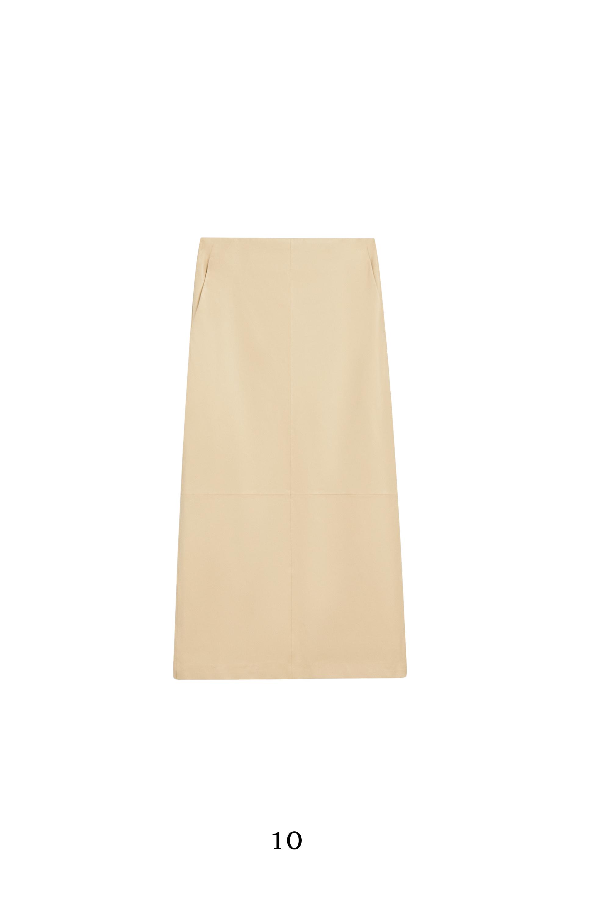 Nappa leather midi skirt — Vanilla