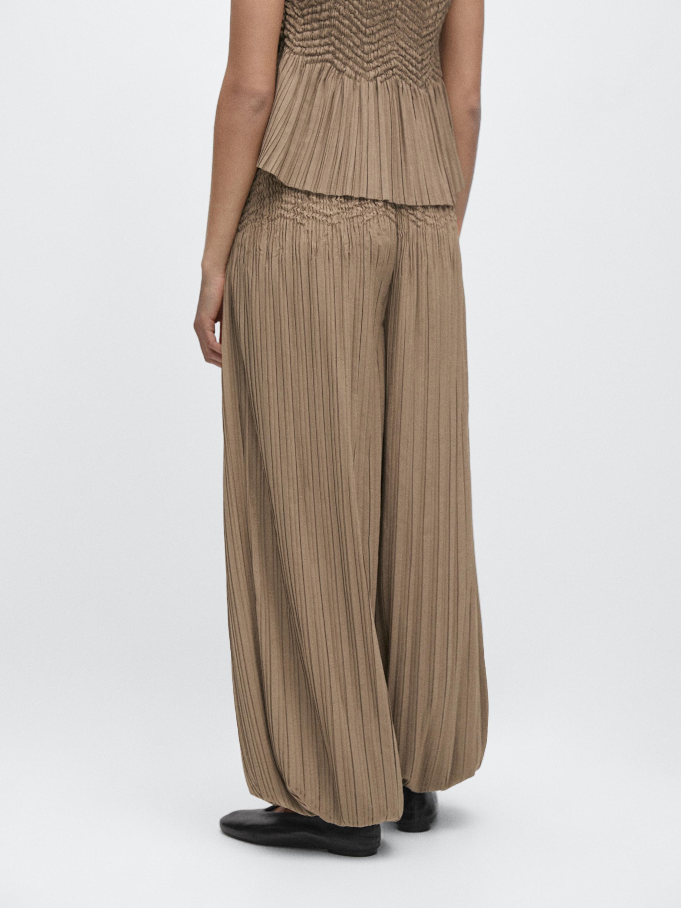 Pleated sarouel trousers — OLIVE