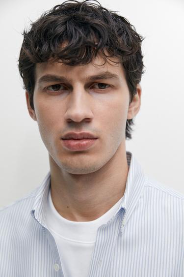 Striped regular fit Oxford shirt — Sky blue 8