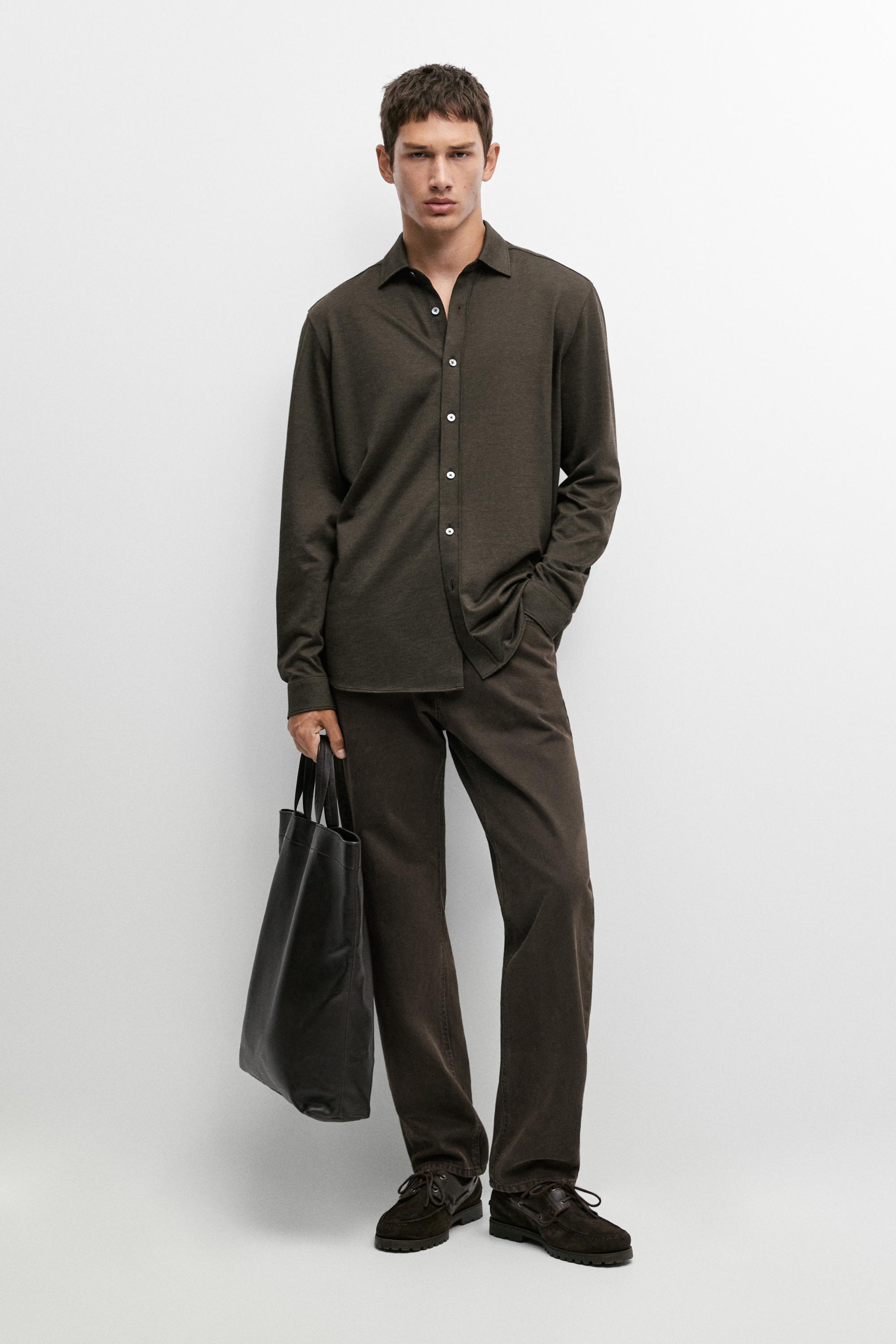 Camisa stretch slim fit con algodón
