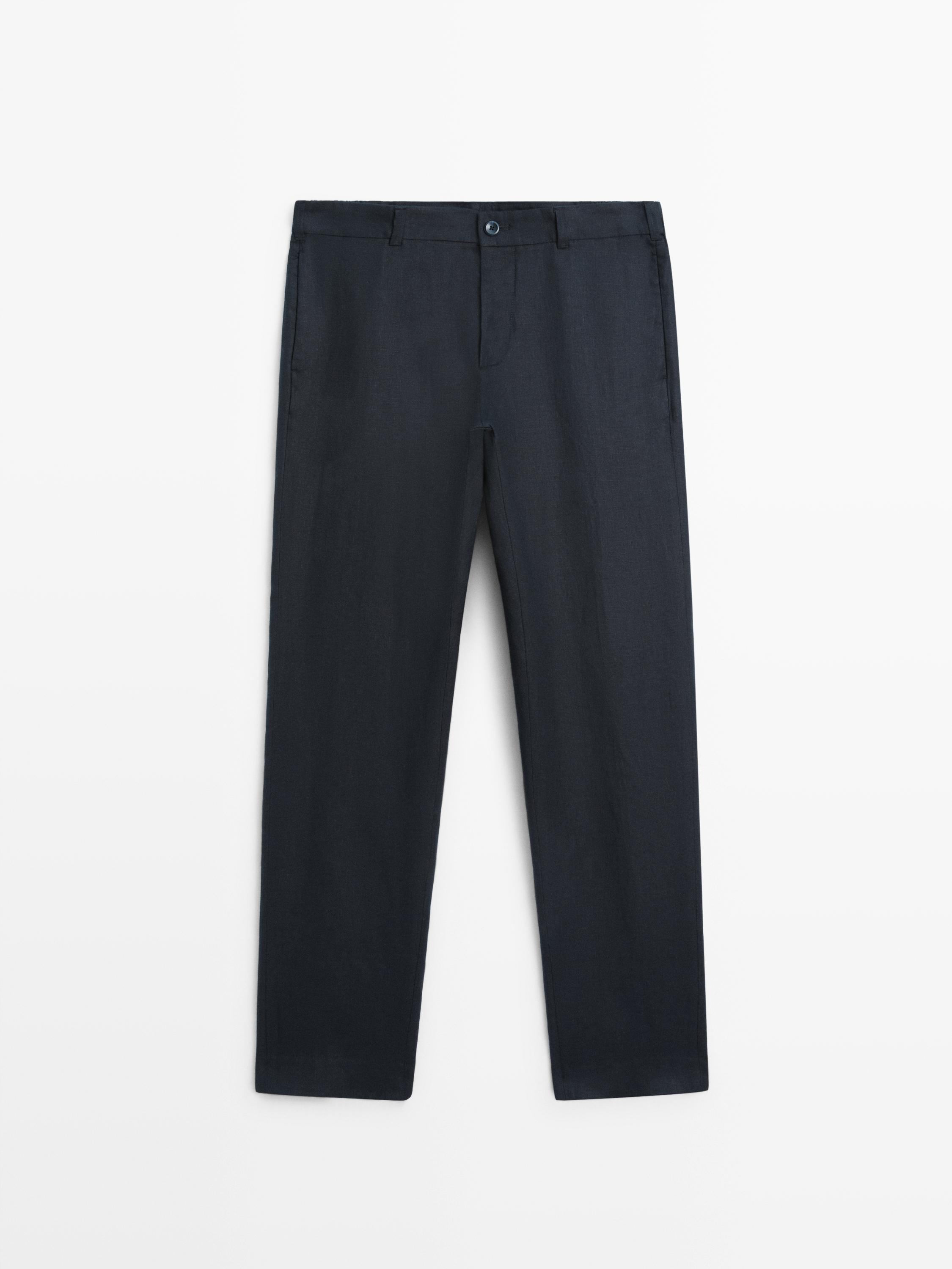 Tapered fit linen trousers