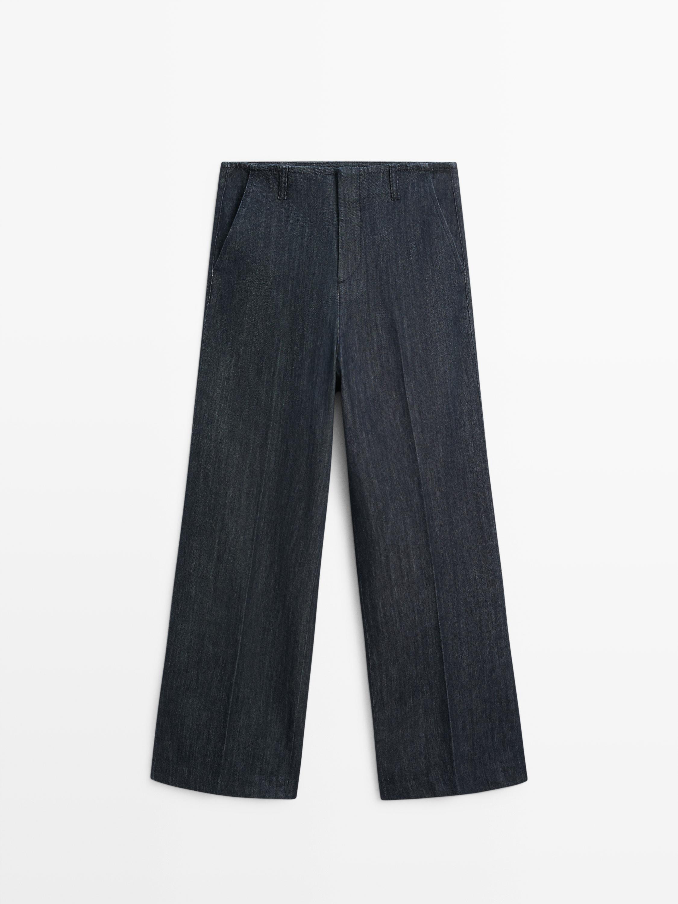 Mid-rise wide-leg jeans