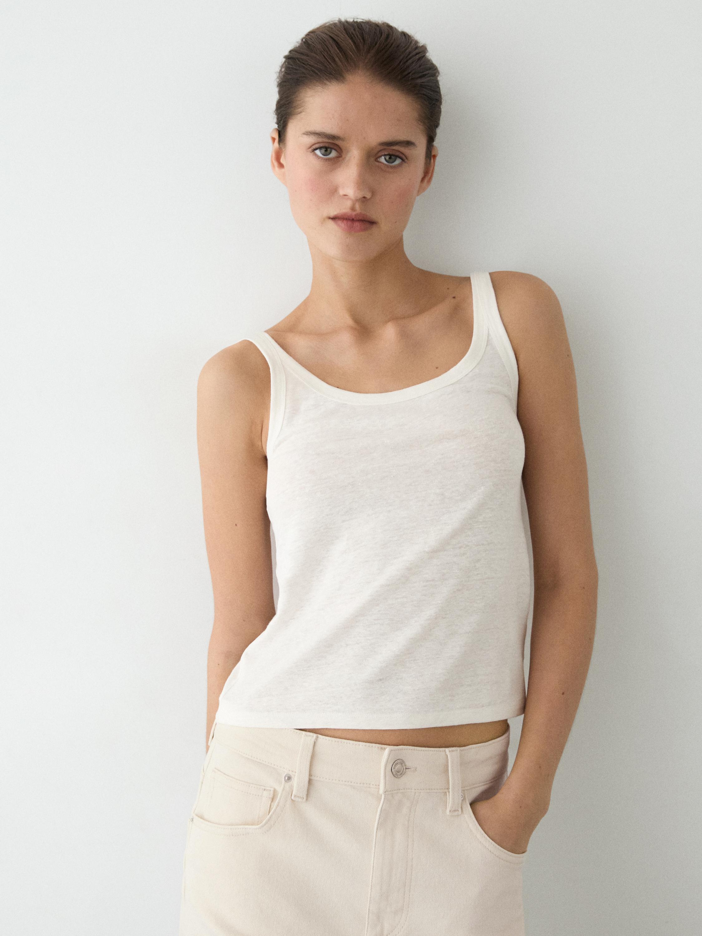 Camiseta tirantes mezcla lino