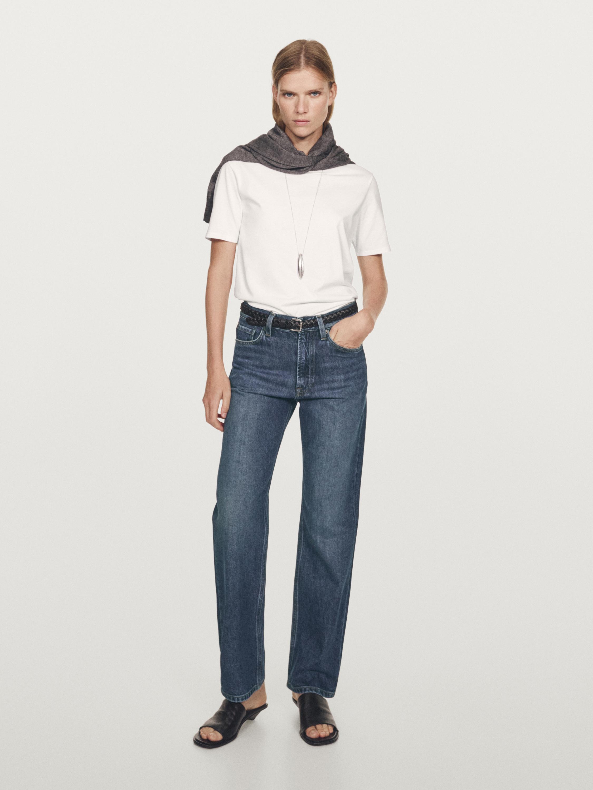 Straight-leg high-waist jeans