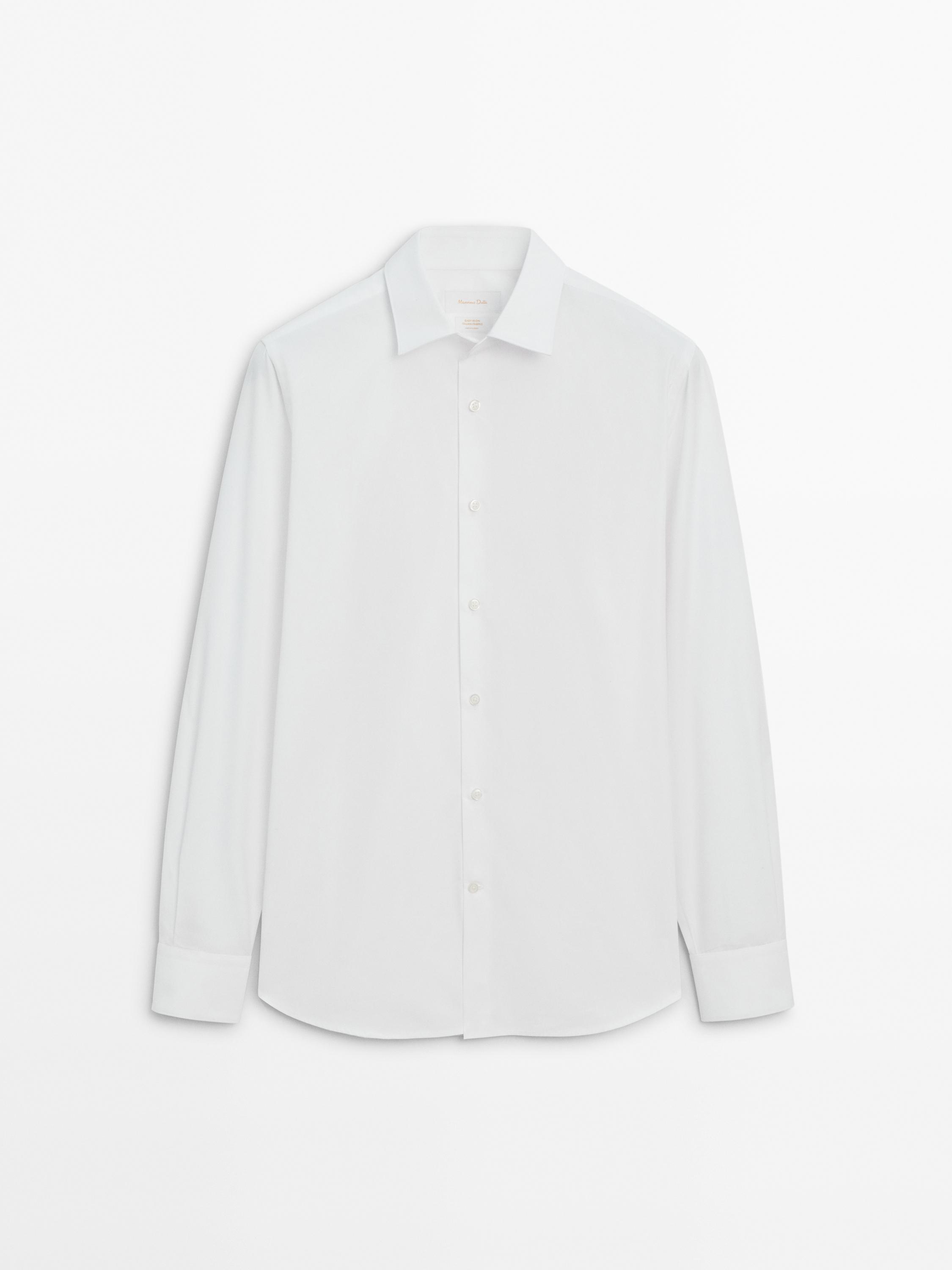 Slim fit 100% cotton poplin shirt — WHITE