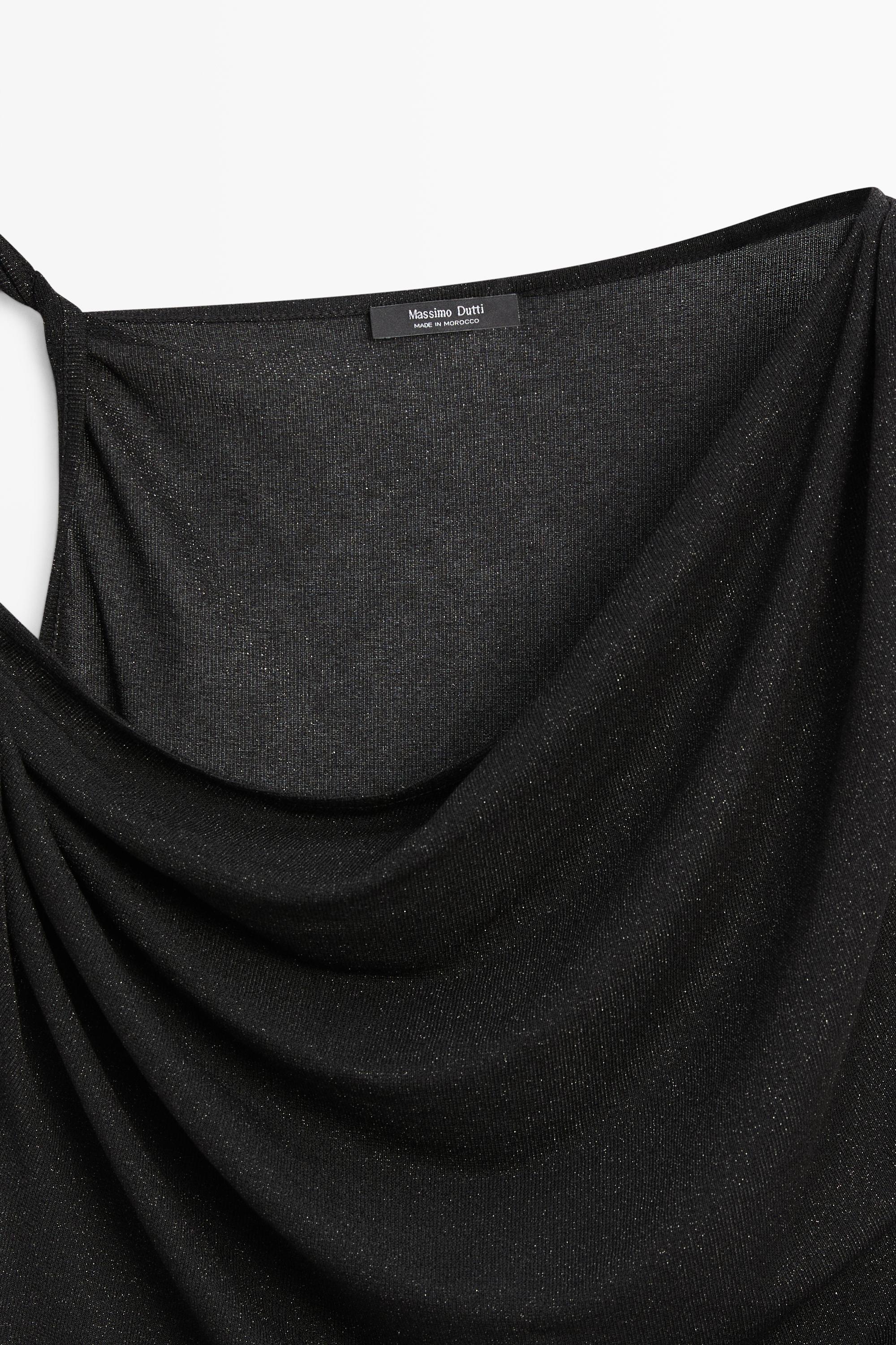 Shimmery draped top with knot detail · Black · T-shirt | Massimo Dutti