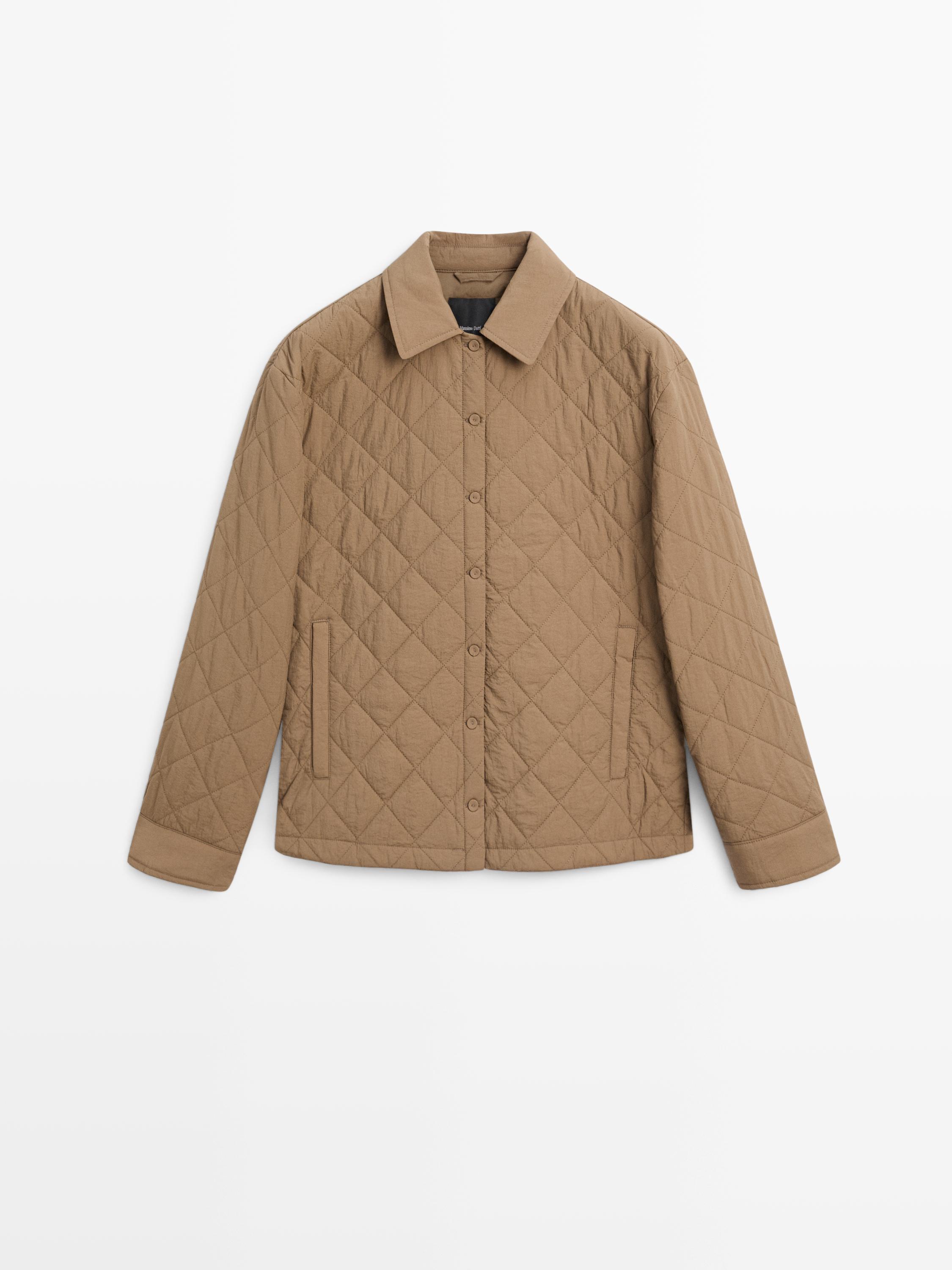 Chaqueta corta acolchada cuello camisero