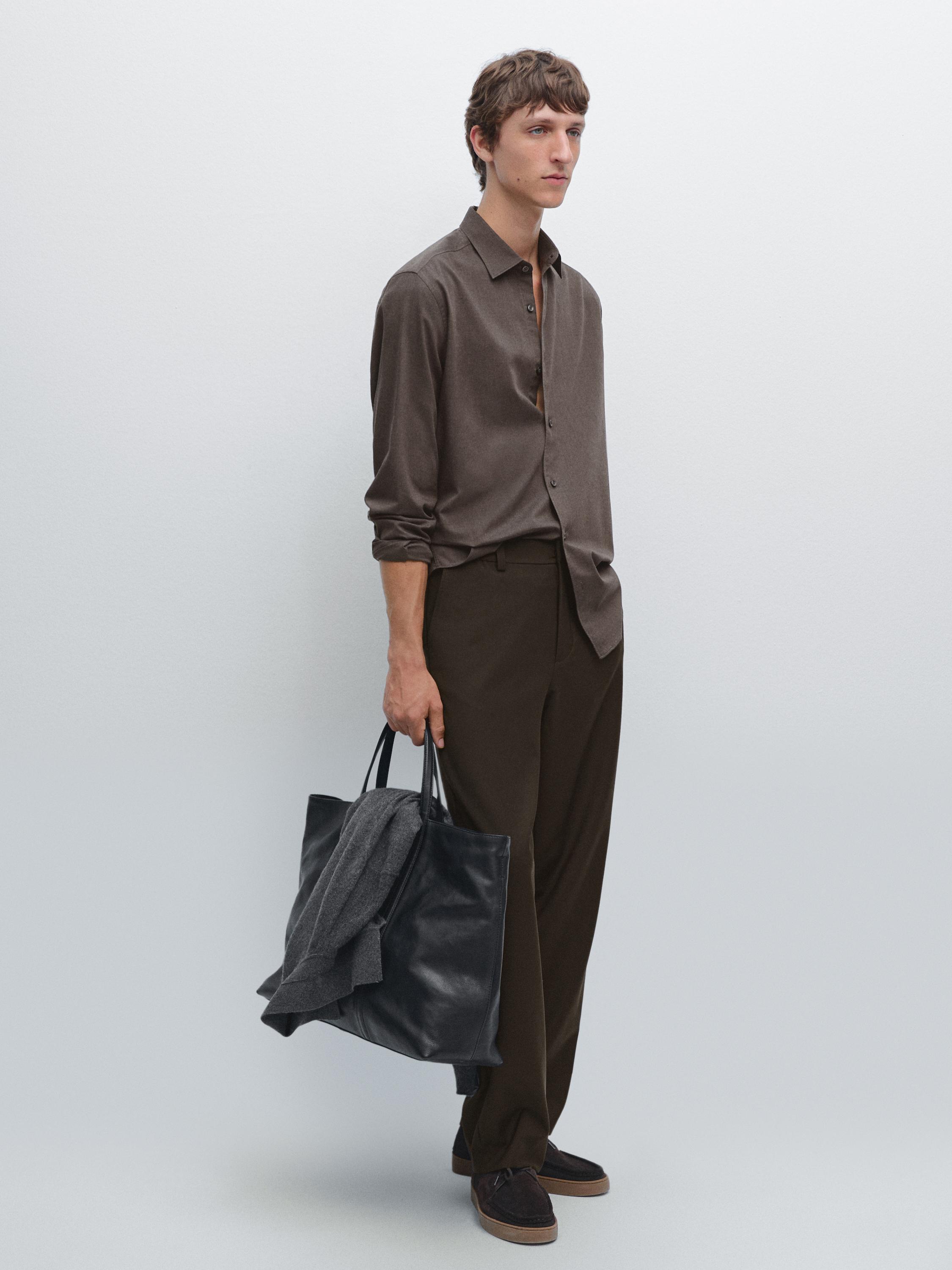 Slim fit twill melange shirt