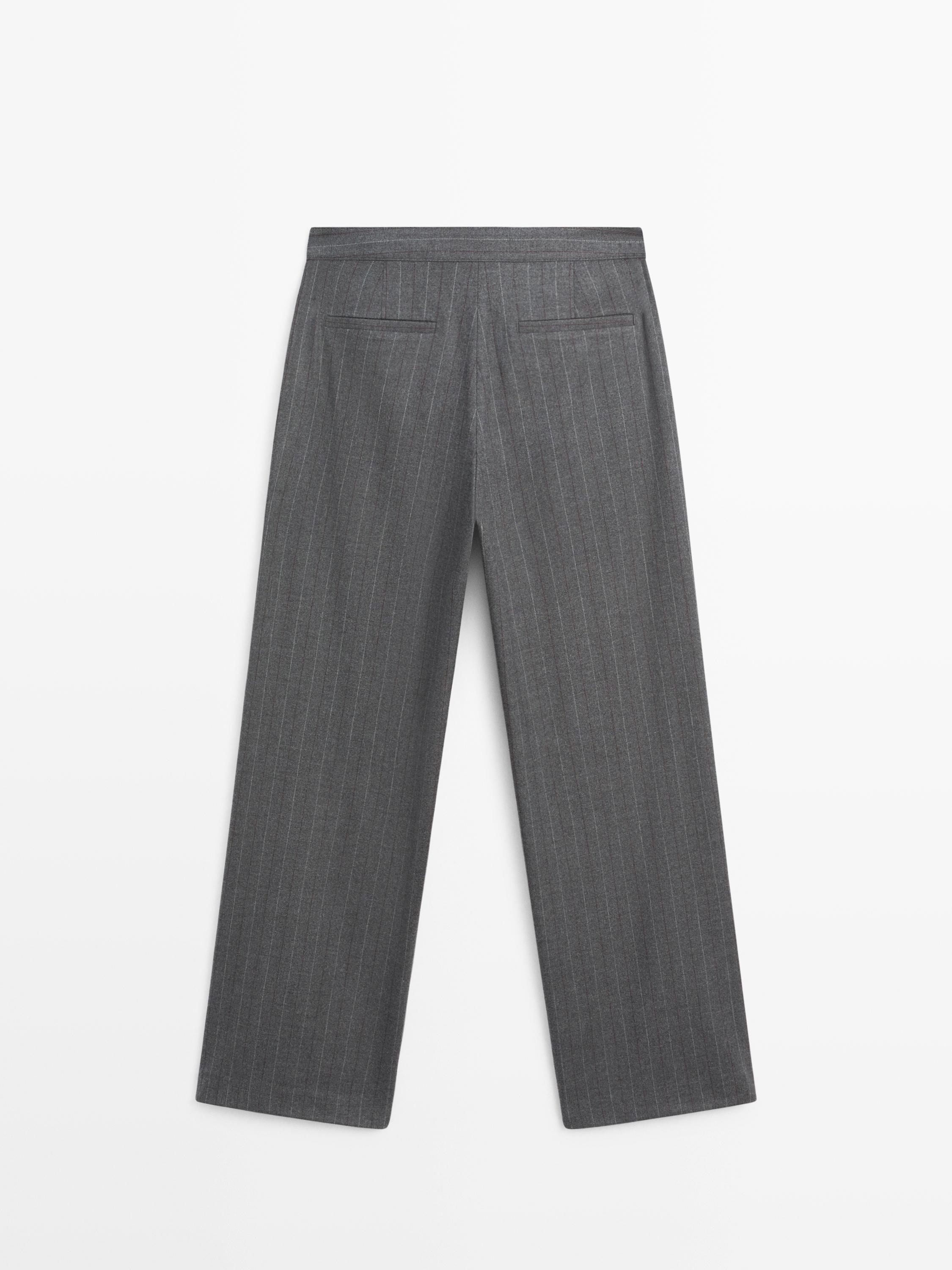 Darted pinstripe trousers — CHARCOAL
