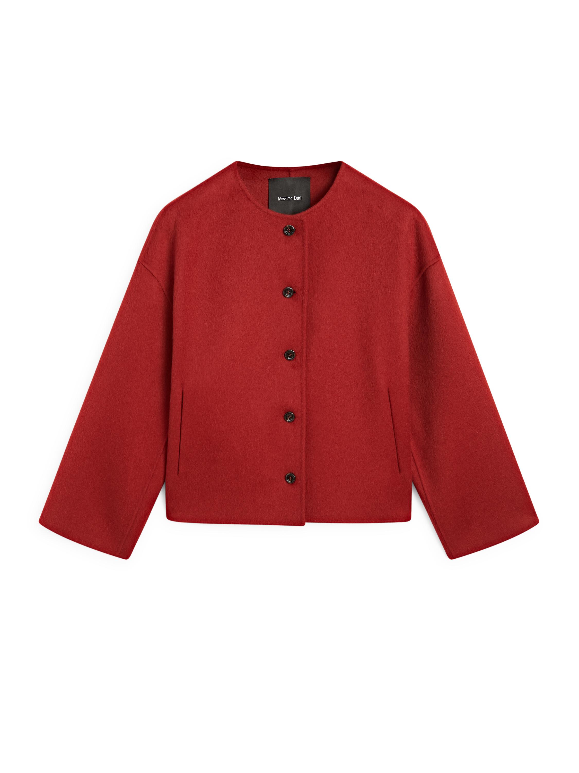 Wool blend jacket with seams — RED