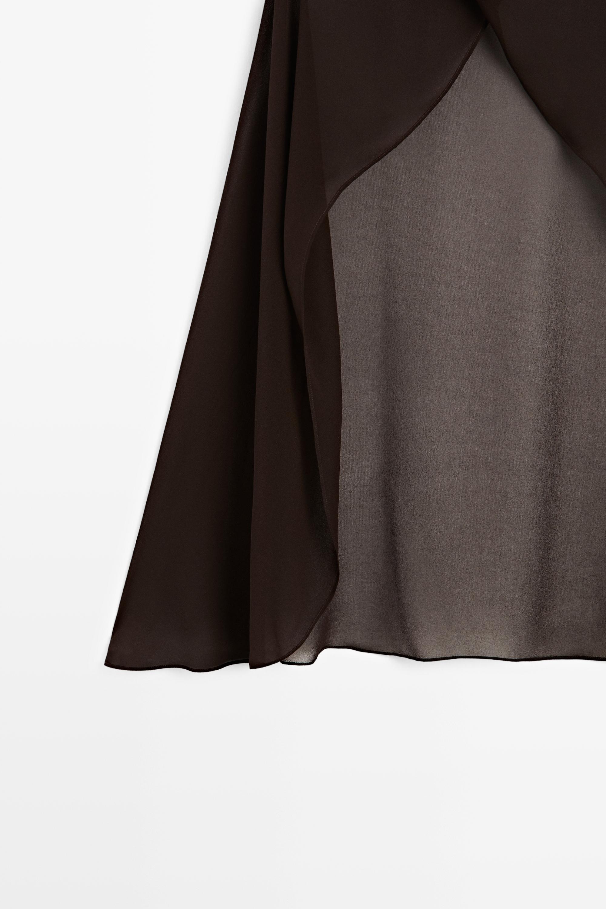 100% mulberry silk crossover cape — BROWN