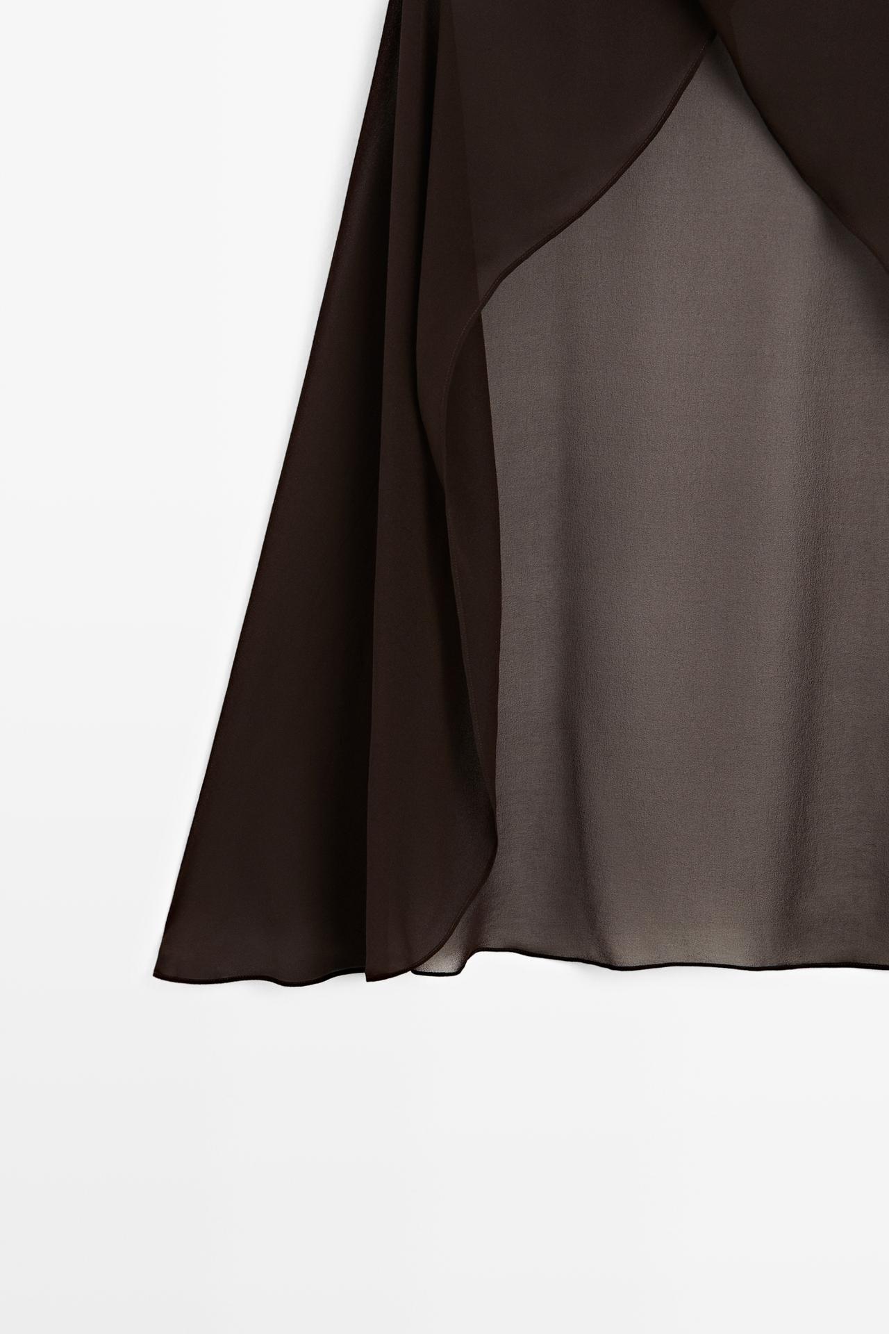 100% mulberry silk crossover cape — BROWN