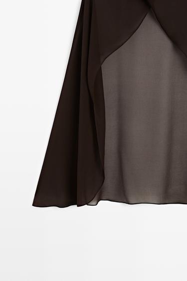 100% mulberry silk crossover cape — BROWN 7
