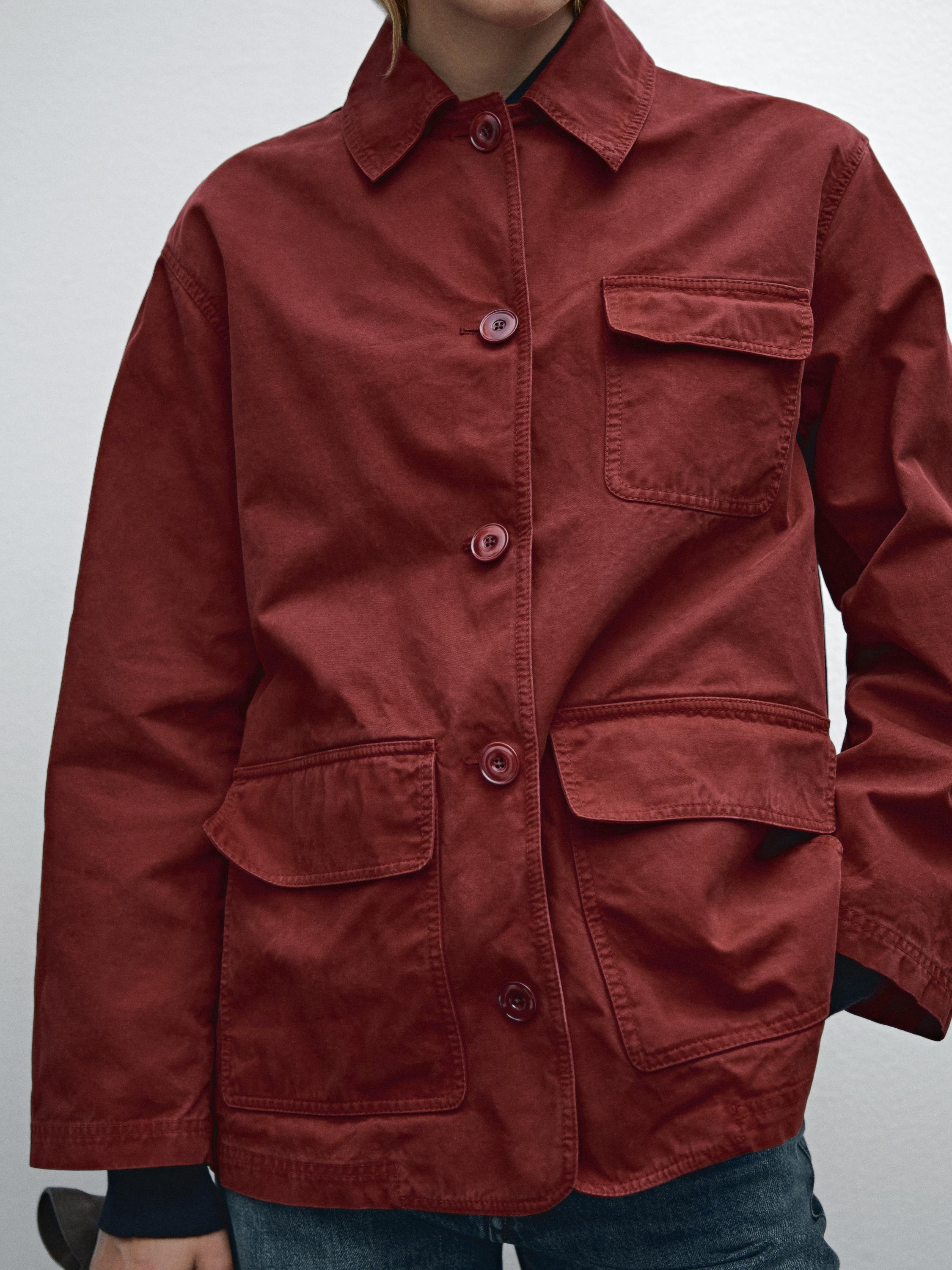 Russet cotton jacket with pocket details