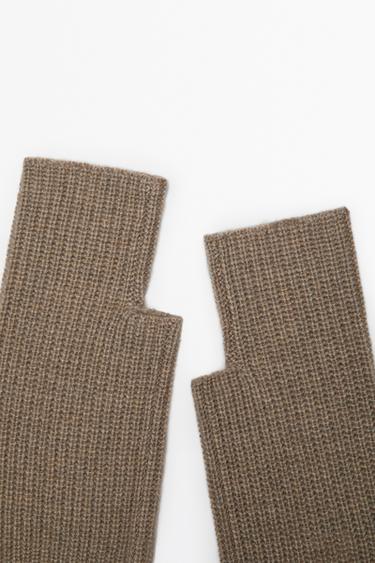 100% Cashmere Knit Mittens — CREAM 3