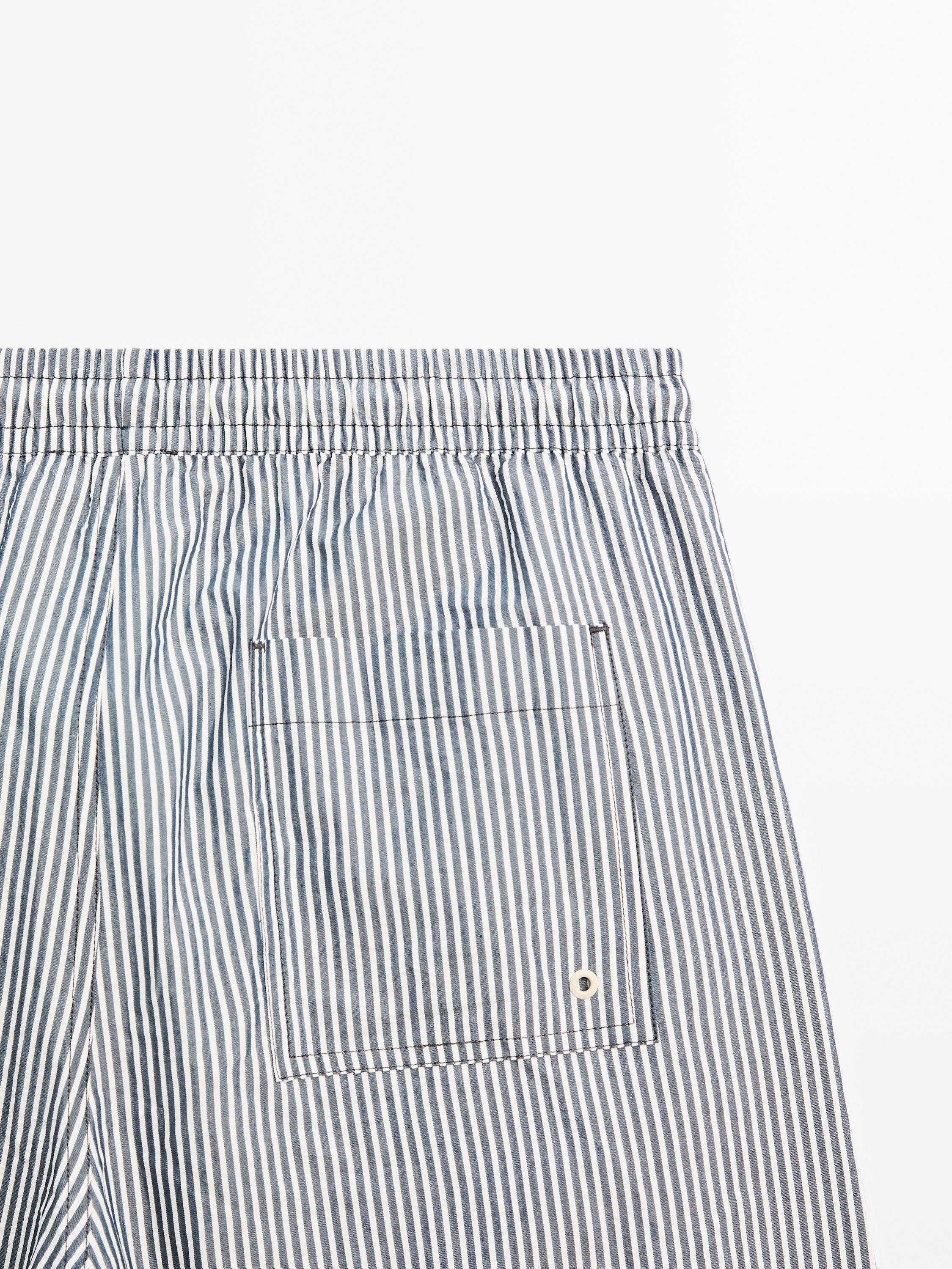 Striped seersucker swimming trunks