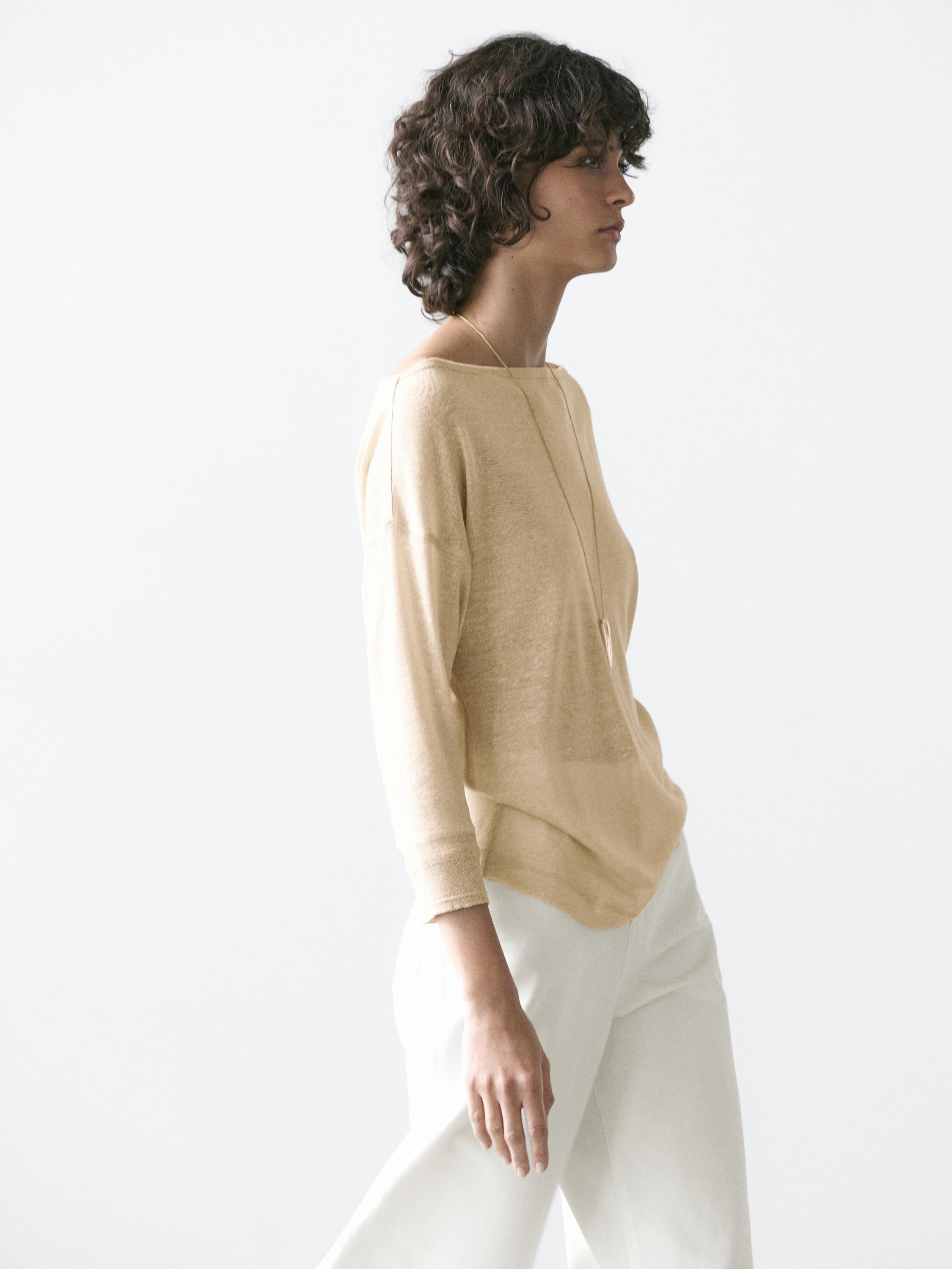 Lichtgewicht T-shirt van wol- en linnenmix