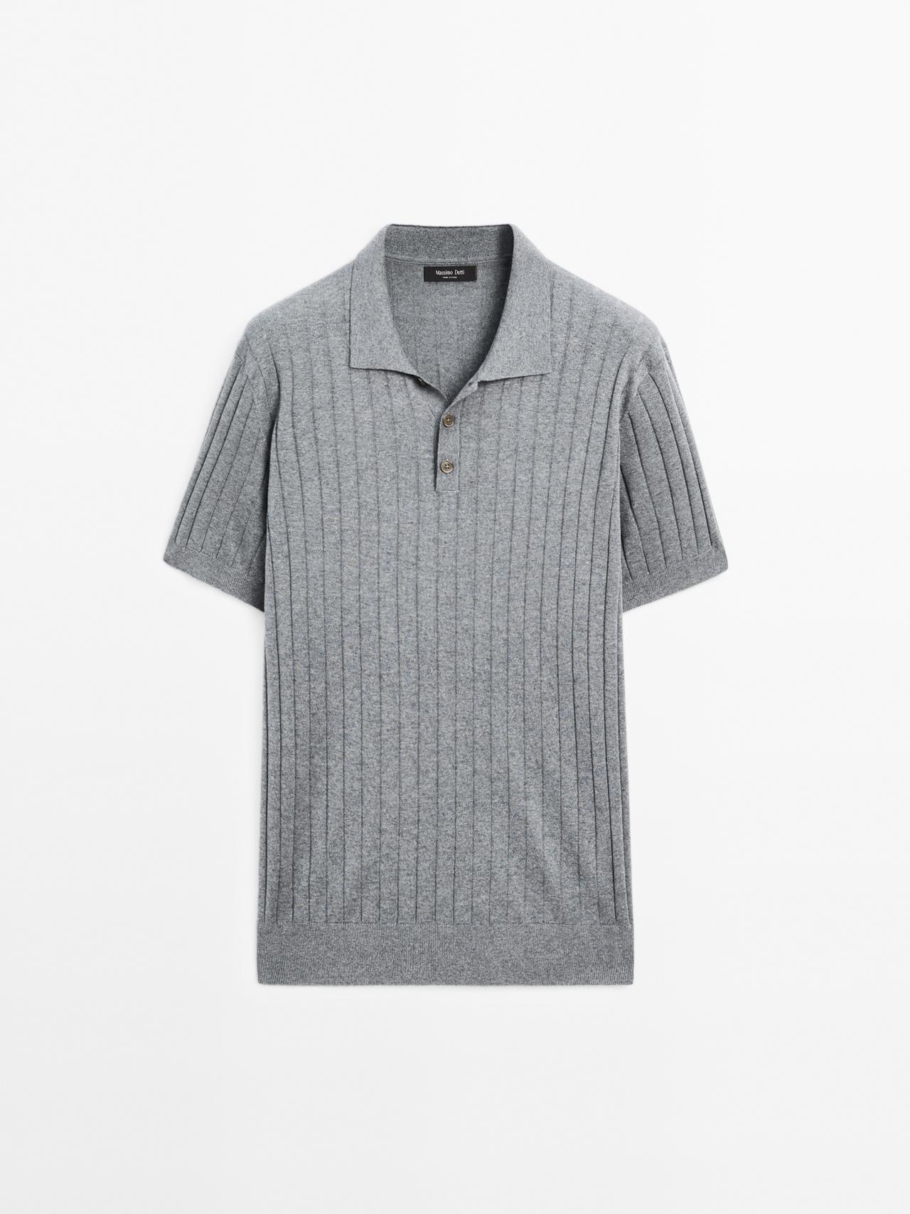 Massimo Dutti - Herre - Poloshirt I Ribstrik - Blå - S
