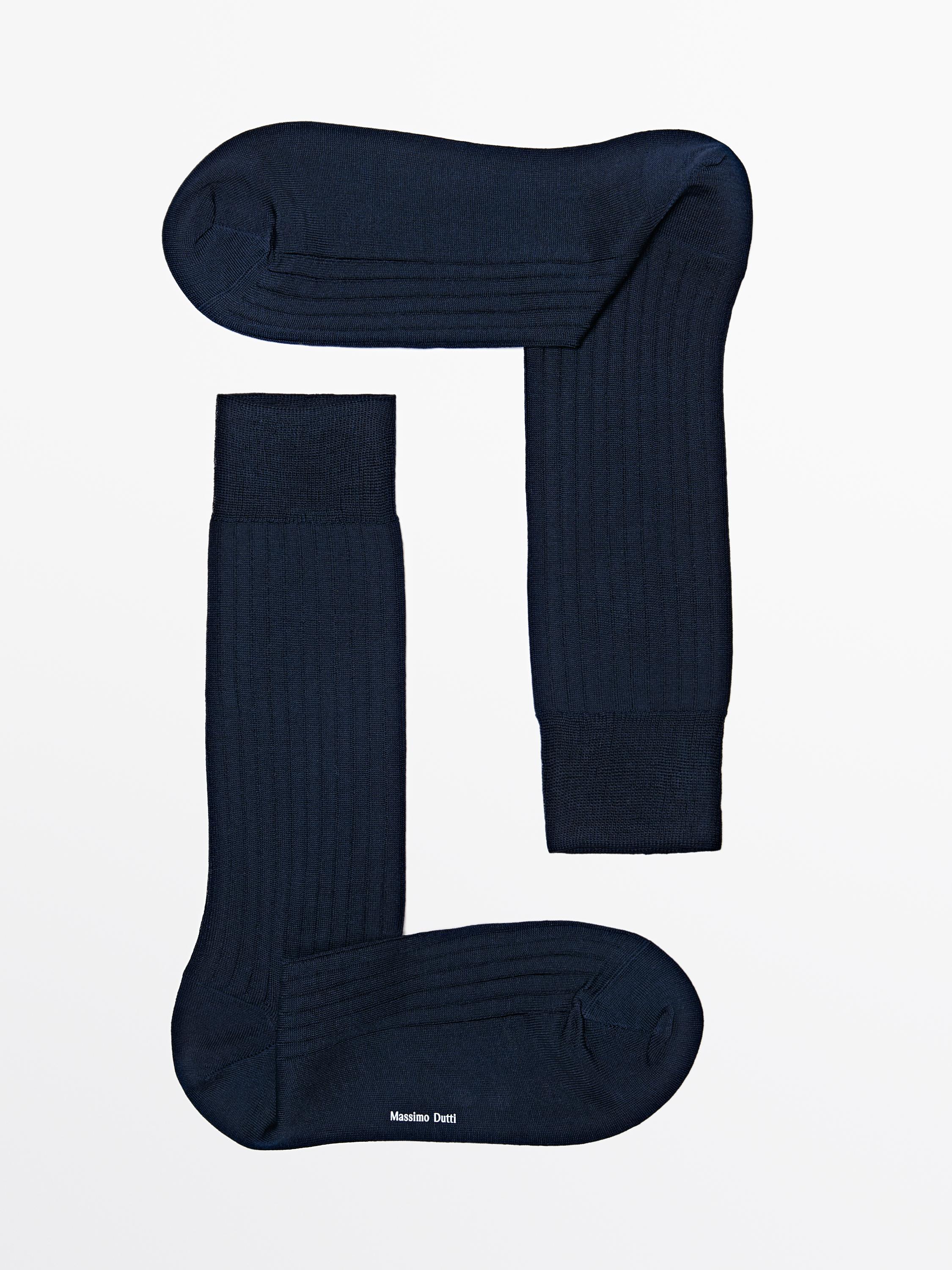 Ribbed smart socks — NAVY BLUE