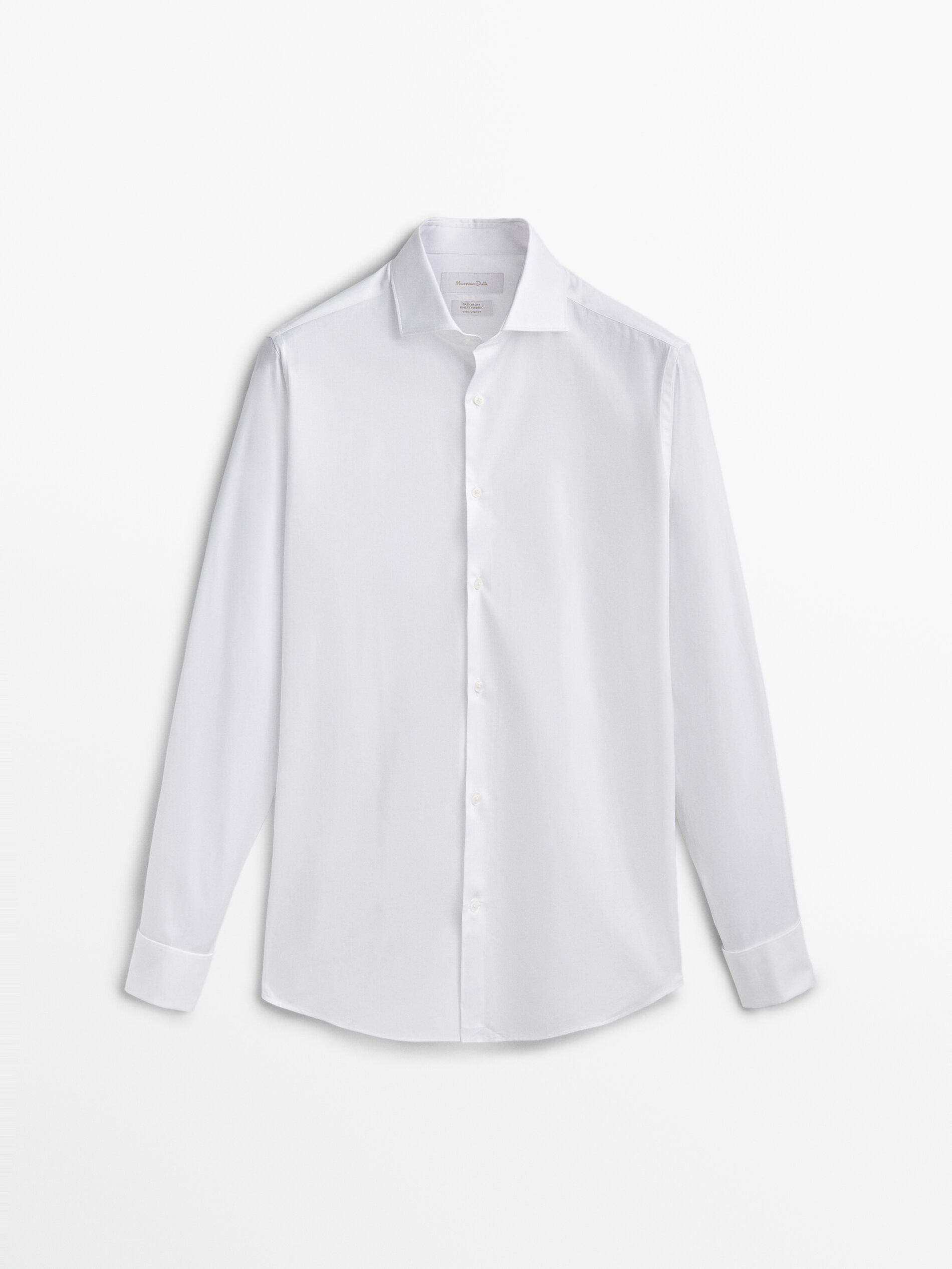 Slim fit cotton shirt with double cuffs