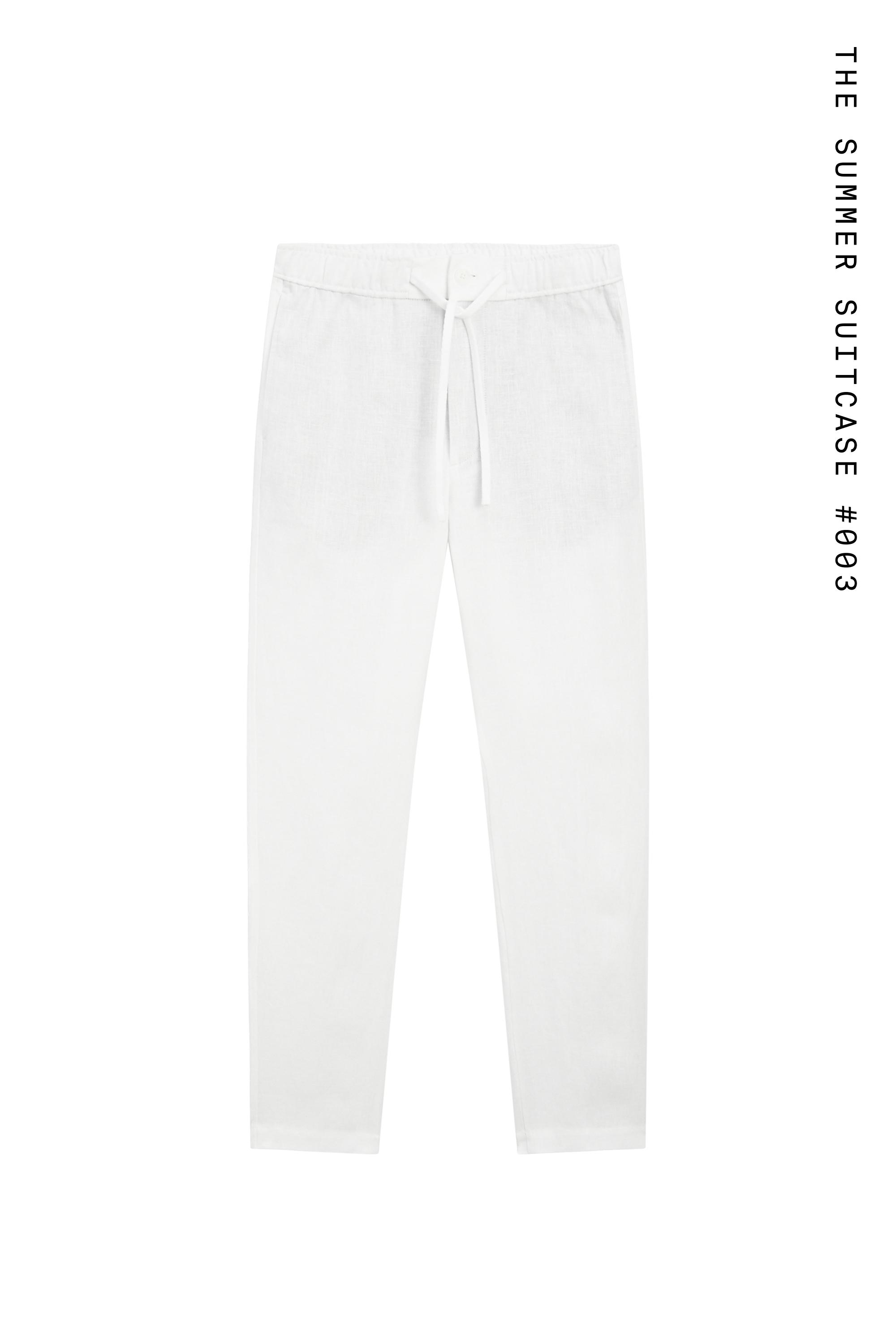 Linen jogger fit pants — WHITE