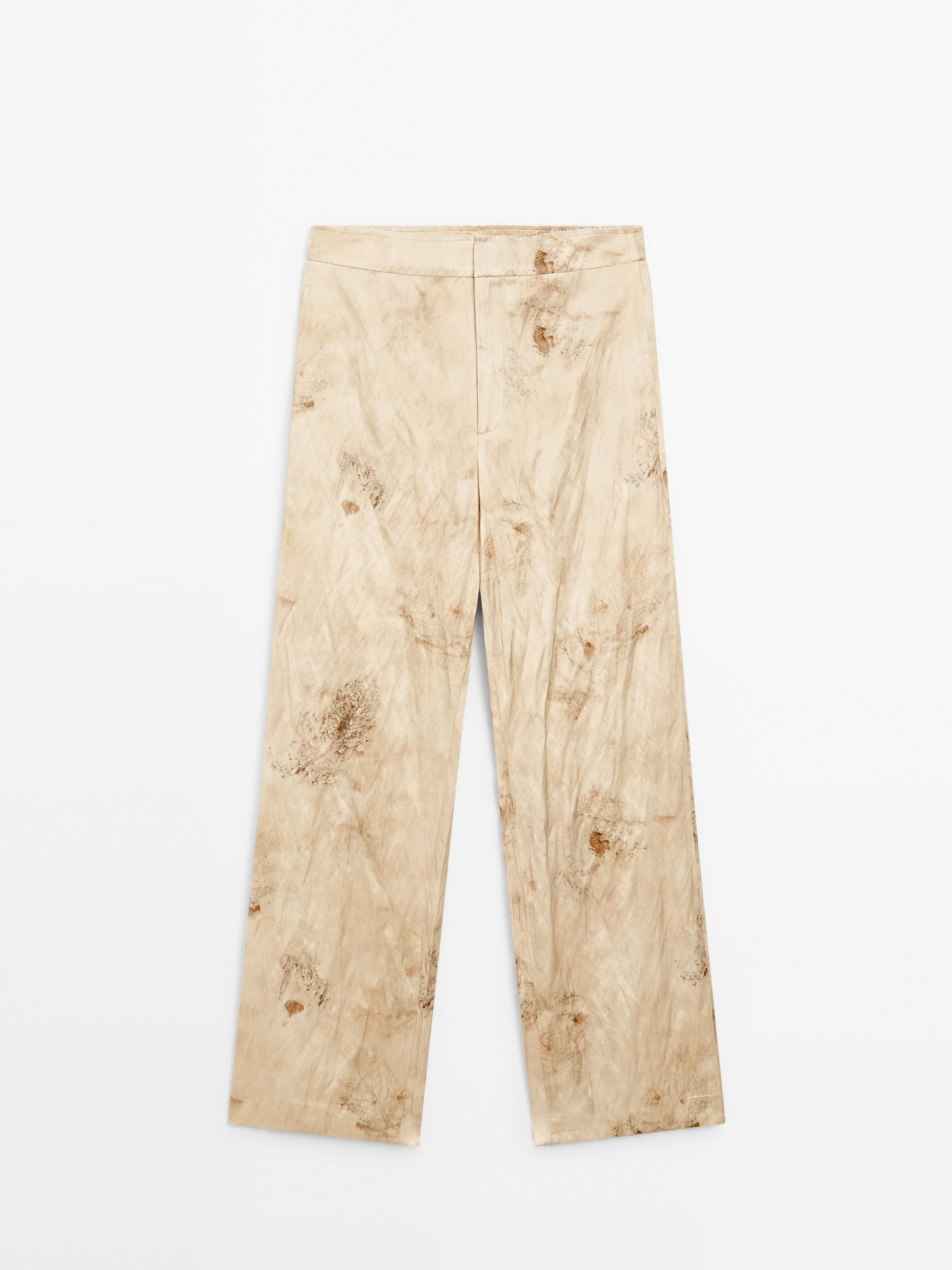 Pantalón fluído recto metalizado