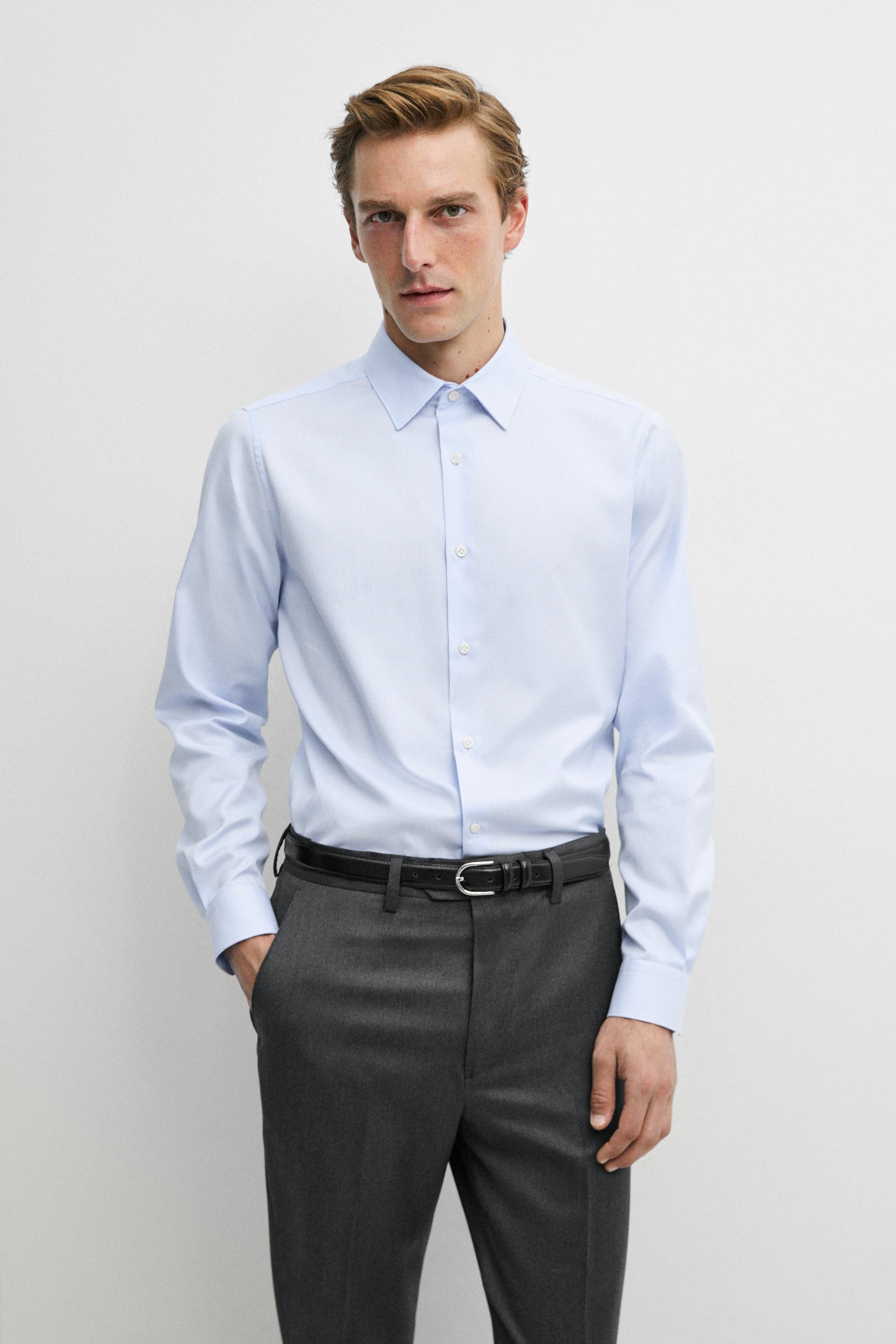 Slim fit micro-check tailored fit shirt