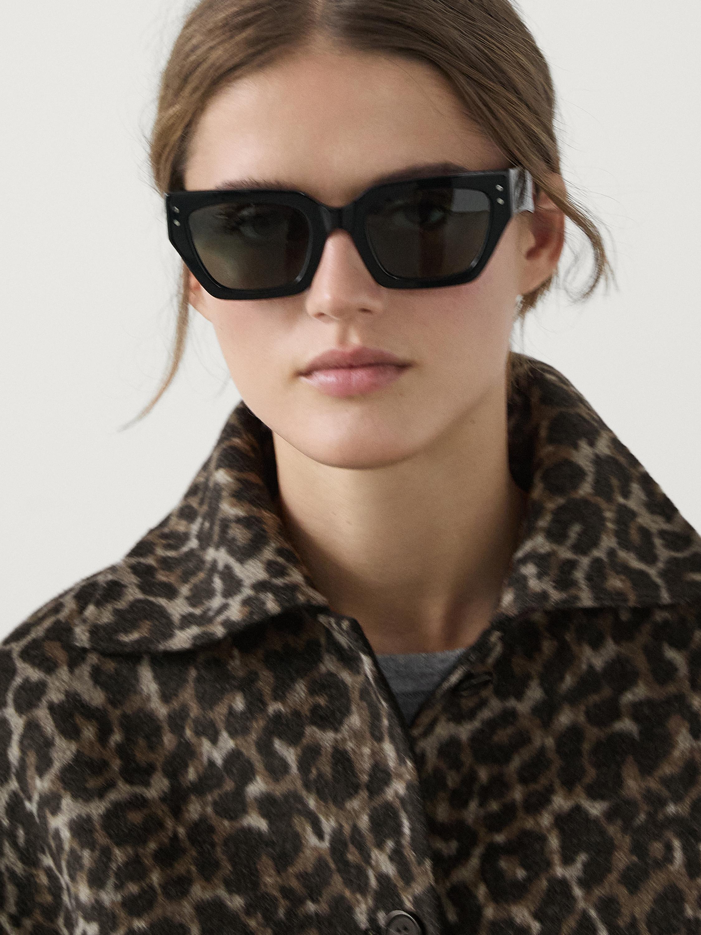 Cropped wool blend animal print jacket