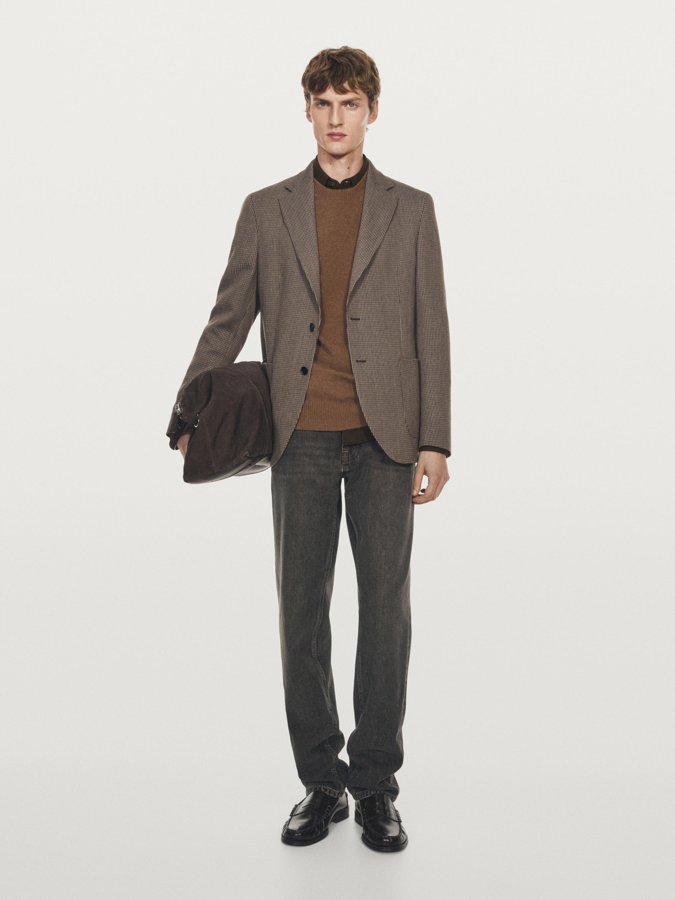 Wool blend houndstooth blazer