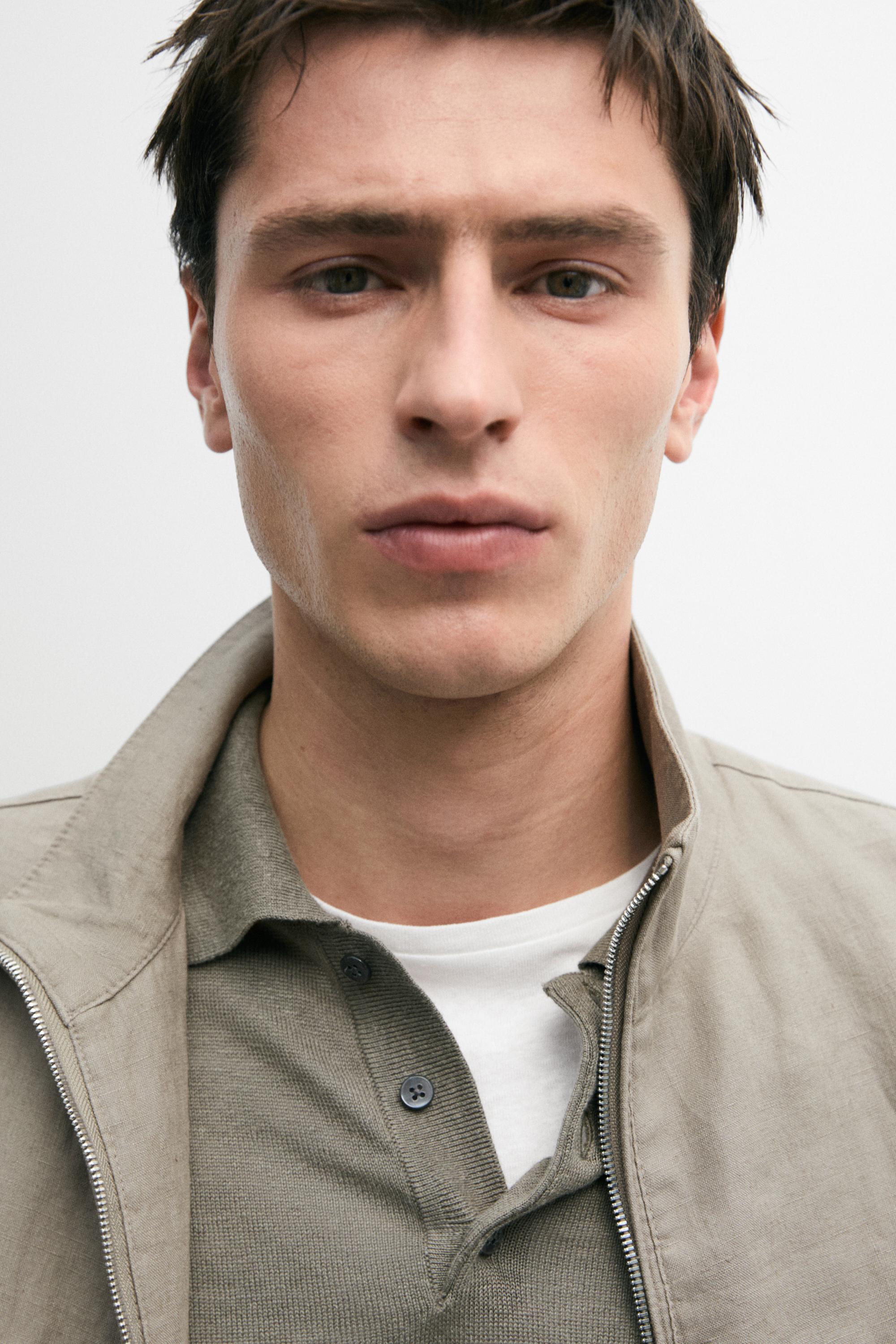 Linen bomber jacket — BEIGE