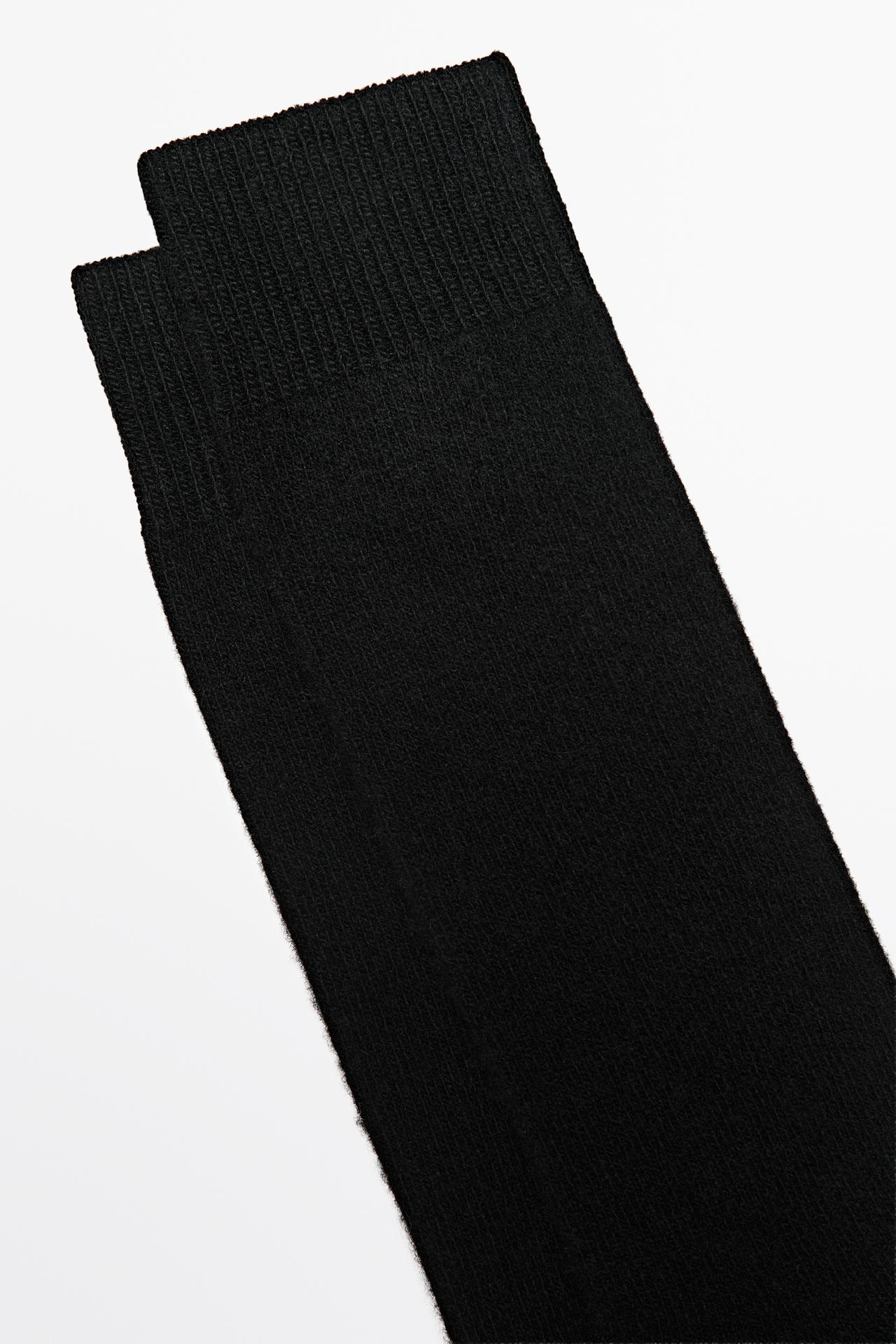 Plain knit wool socks — BLACK