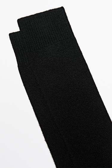 Plain knit wool socks — BLACK 4