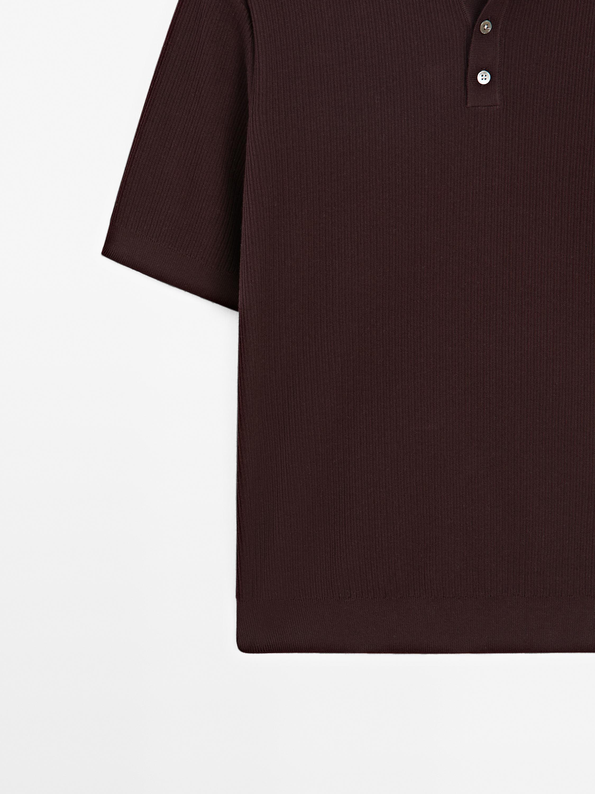 100% cotton ribbed knit polo shirt