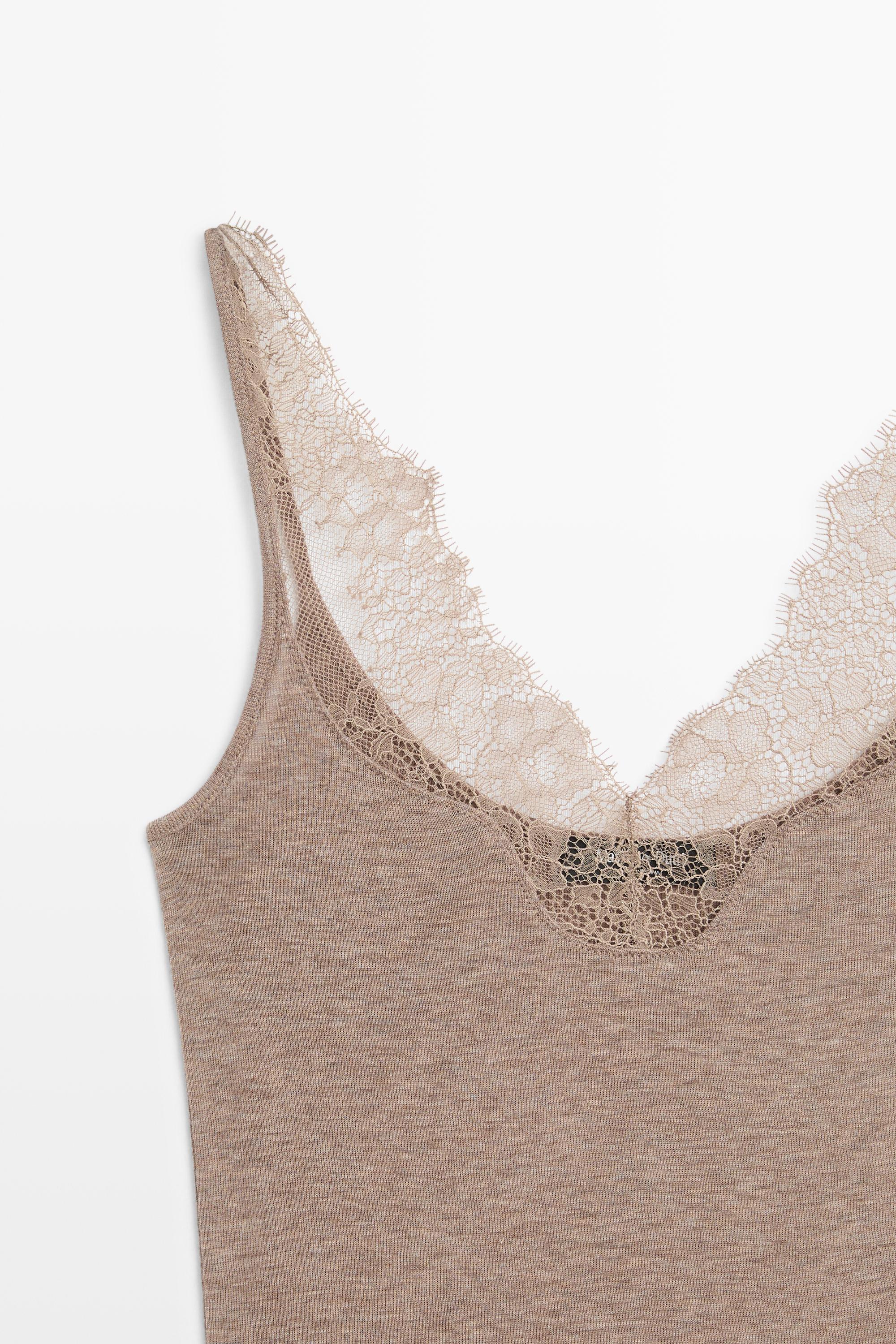 Strappy lace-trimmed camisole top