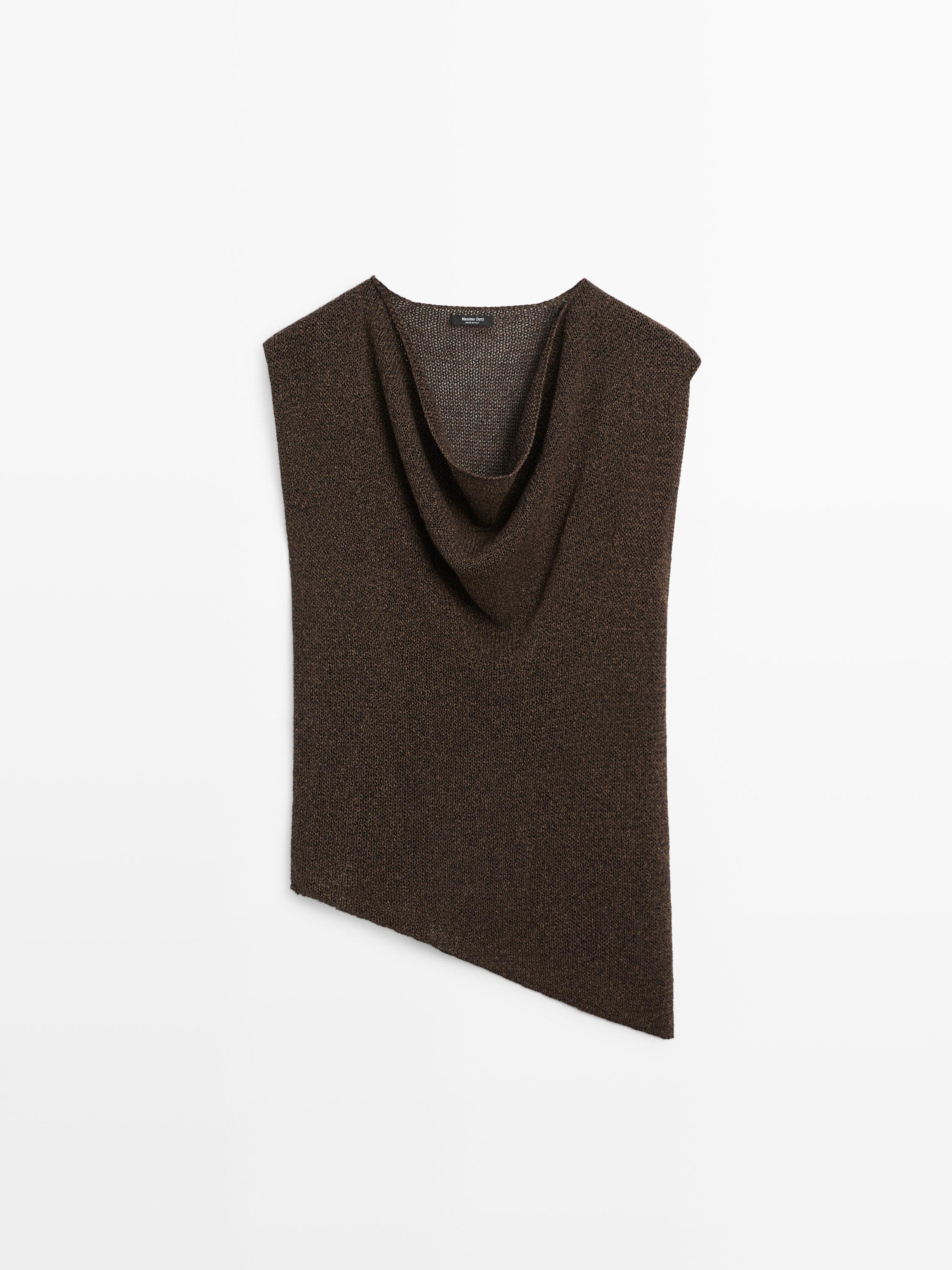Asymmetric cowl neck top
