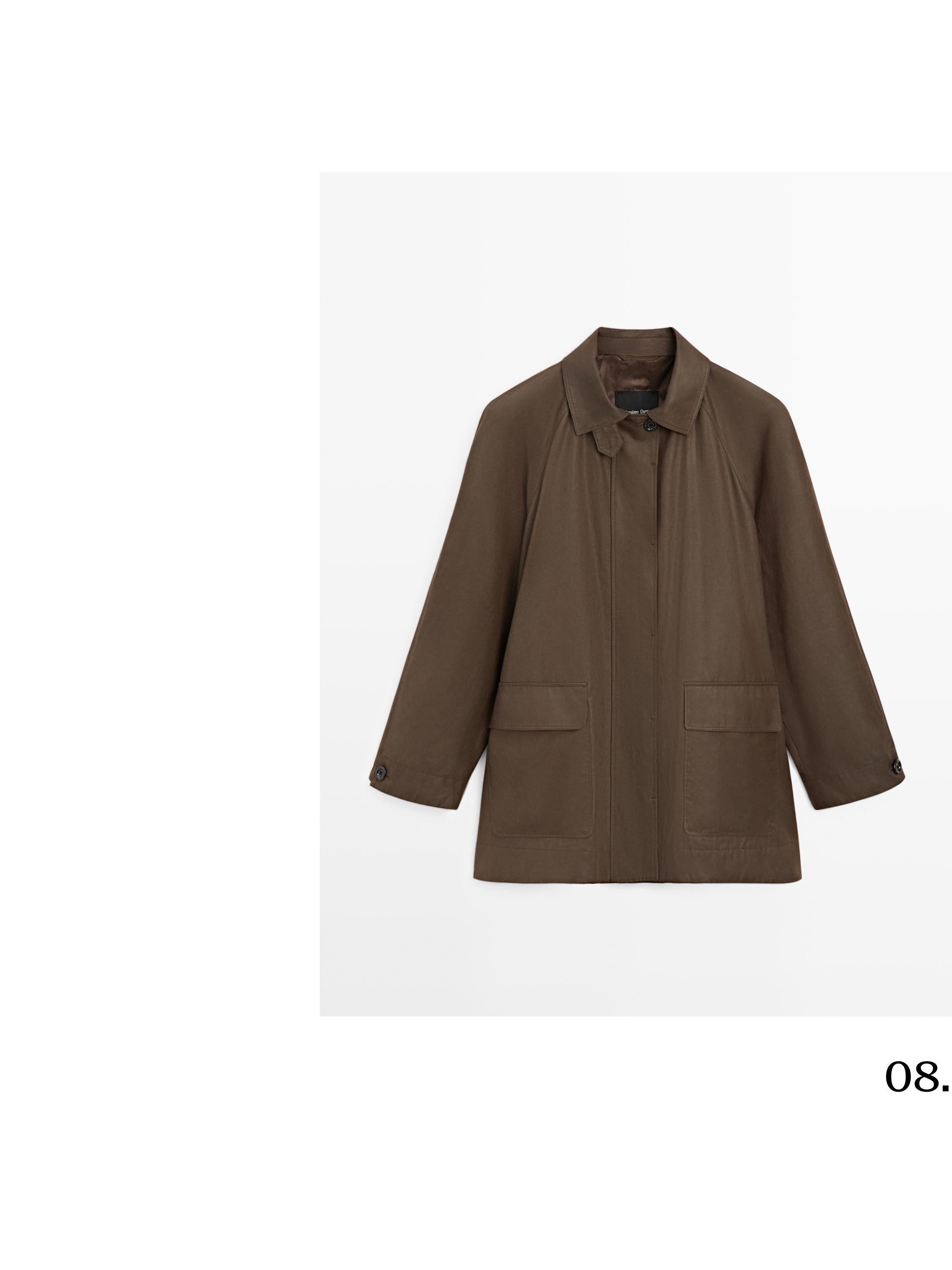 Long parka with pocket details — MOLE BROWN