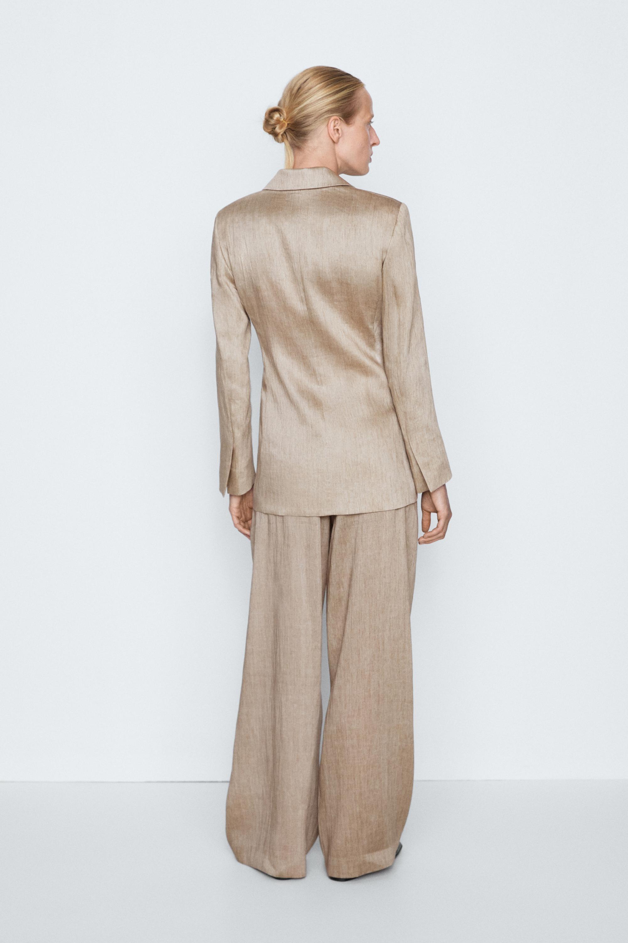 Satin fluid blazer - STUDIO — STONE