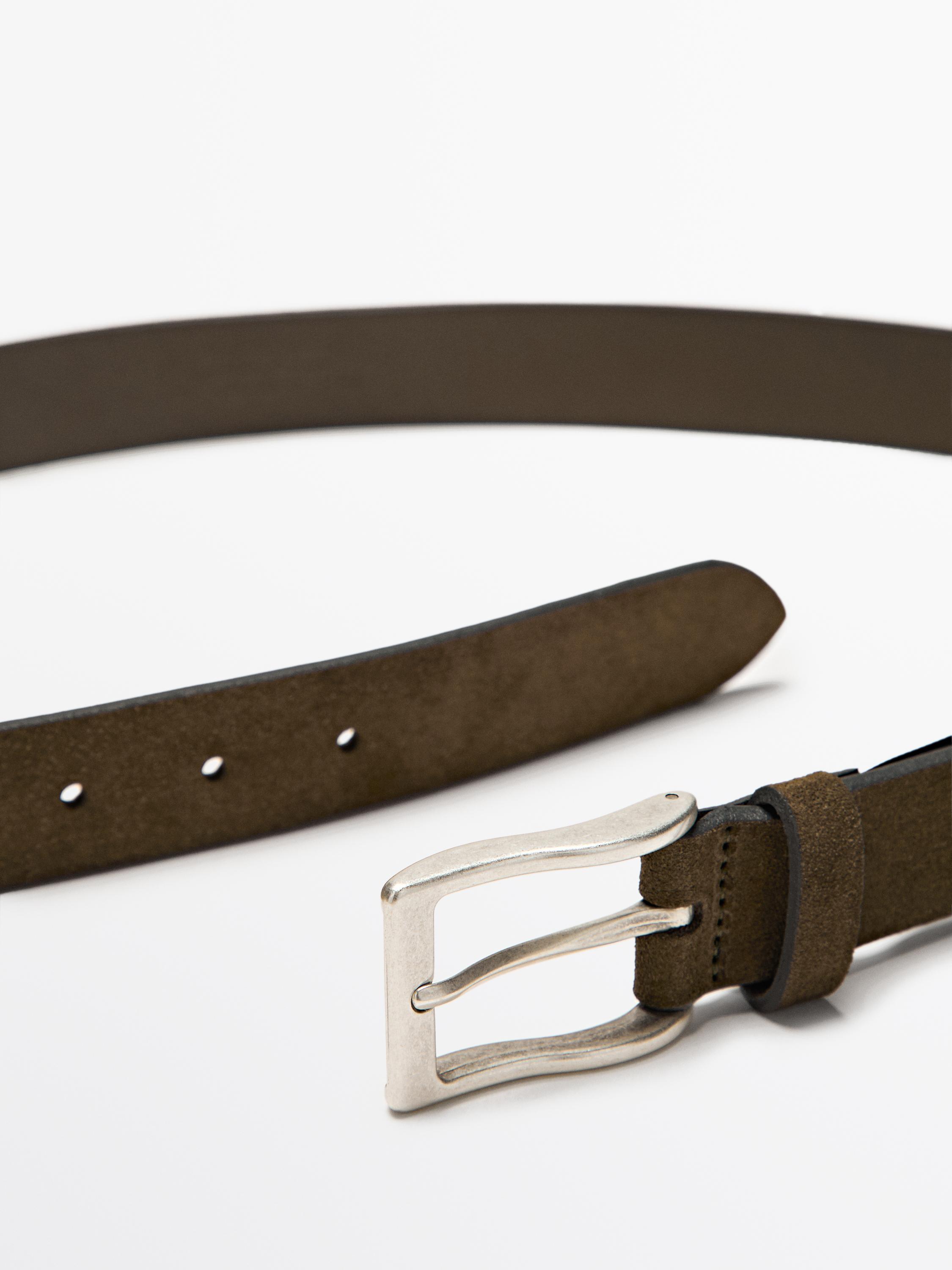 Plush nappa leather belt — KHAKI