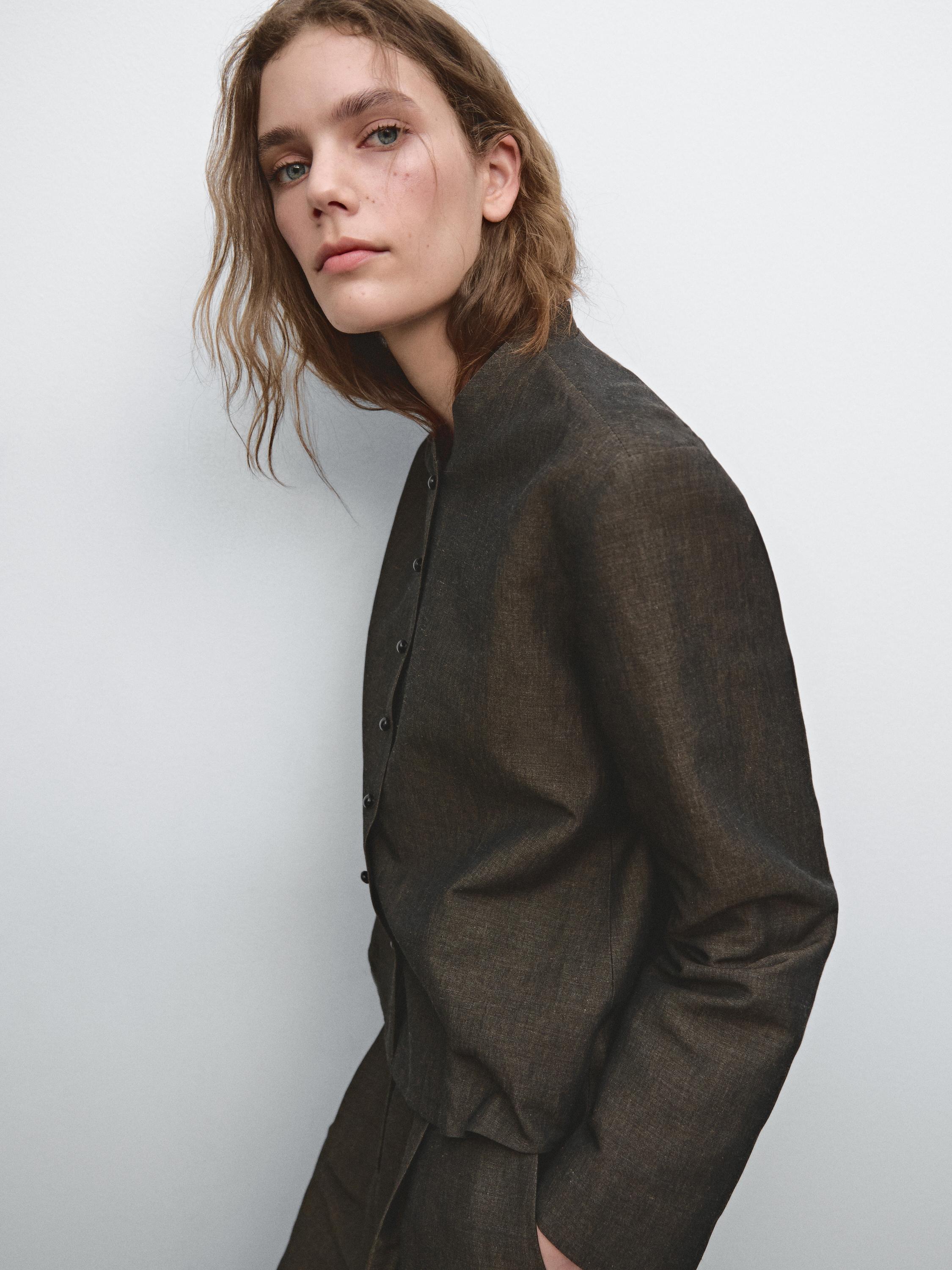 Veste boutons fantaisie lin mélangé