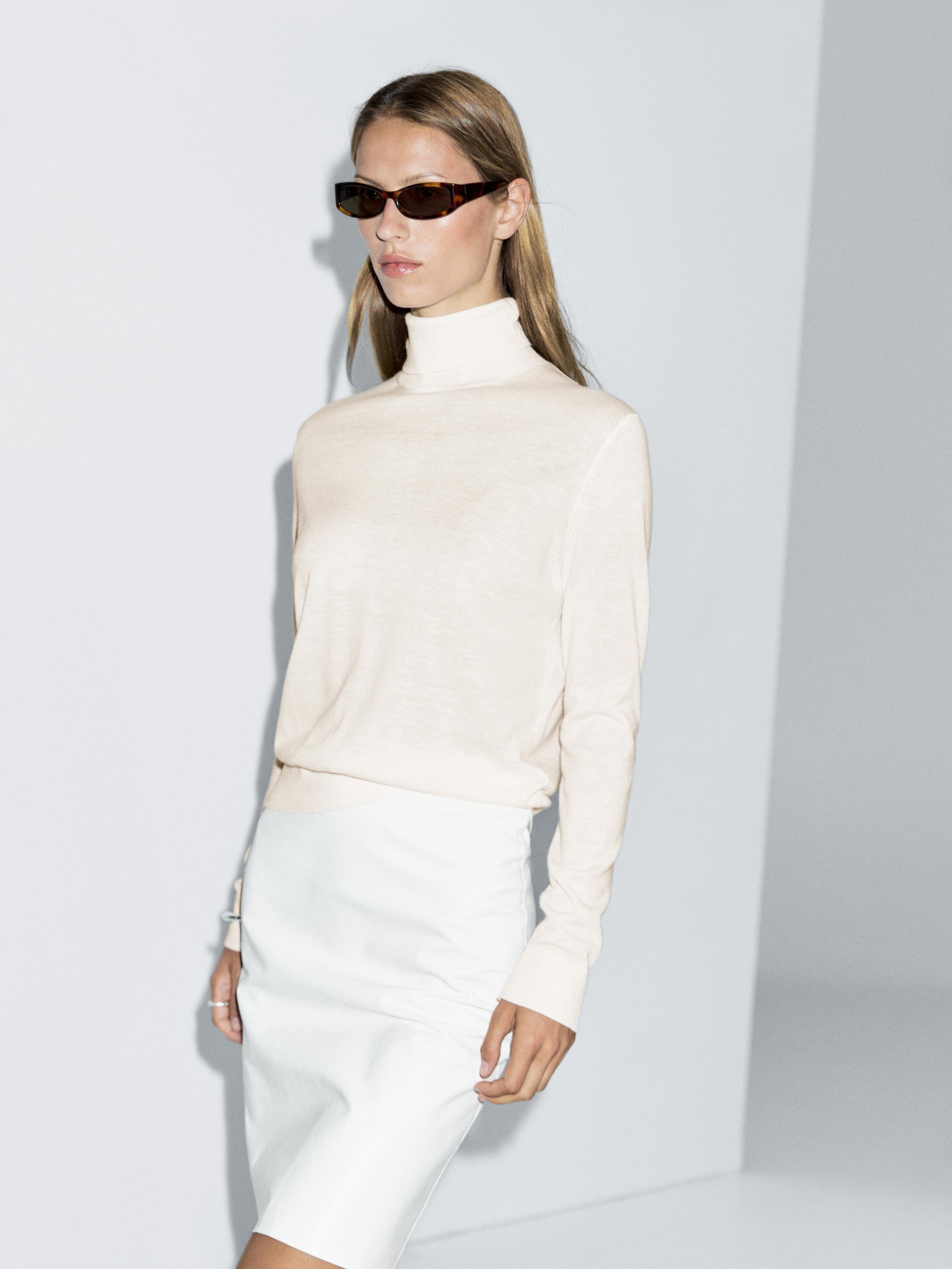 High neck wool blend sweater
