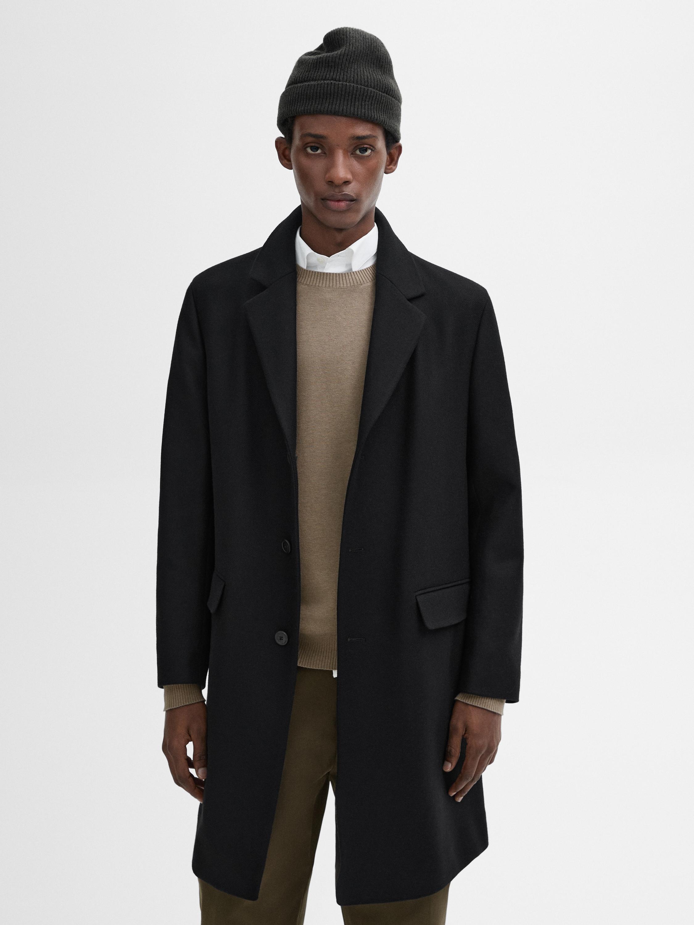 Manteau long en laine mélangée