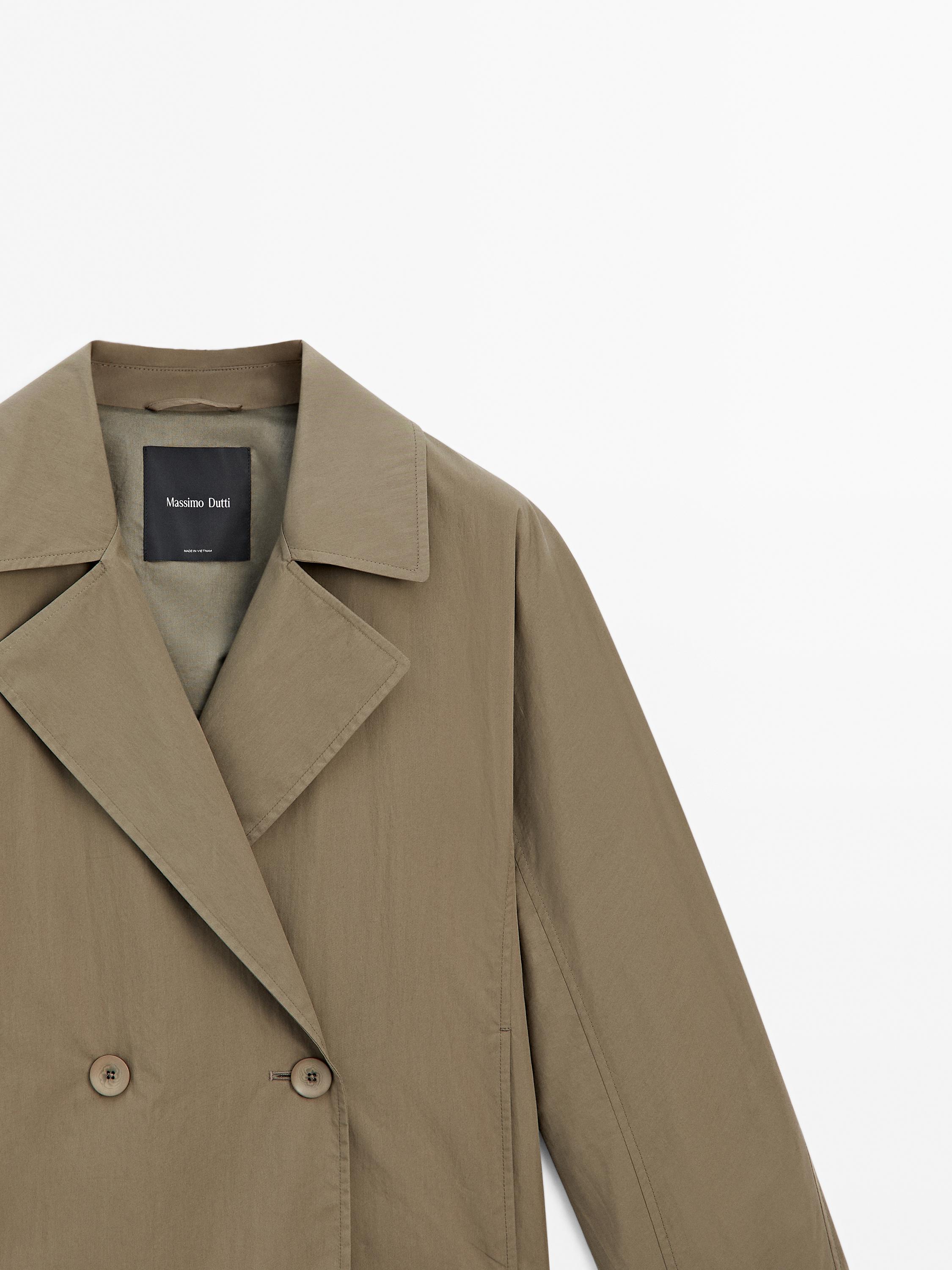 Short cotton blend trench jacket