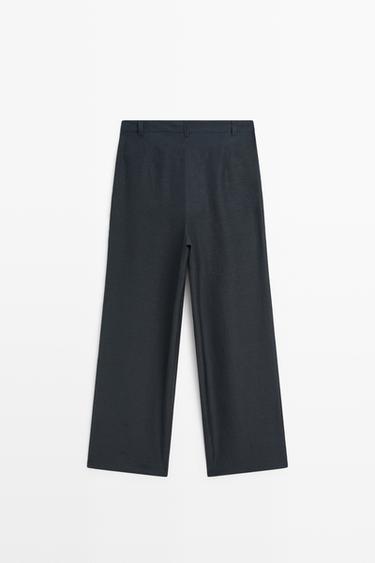 Linen-blend button-detail pants — NAVY BLUE 6