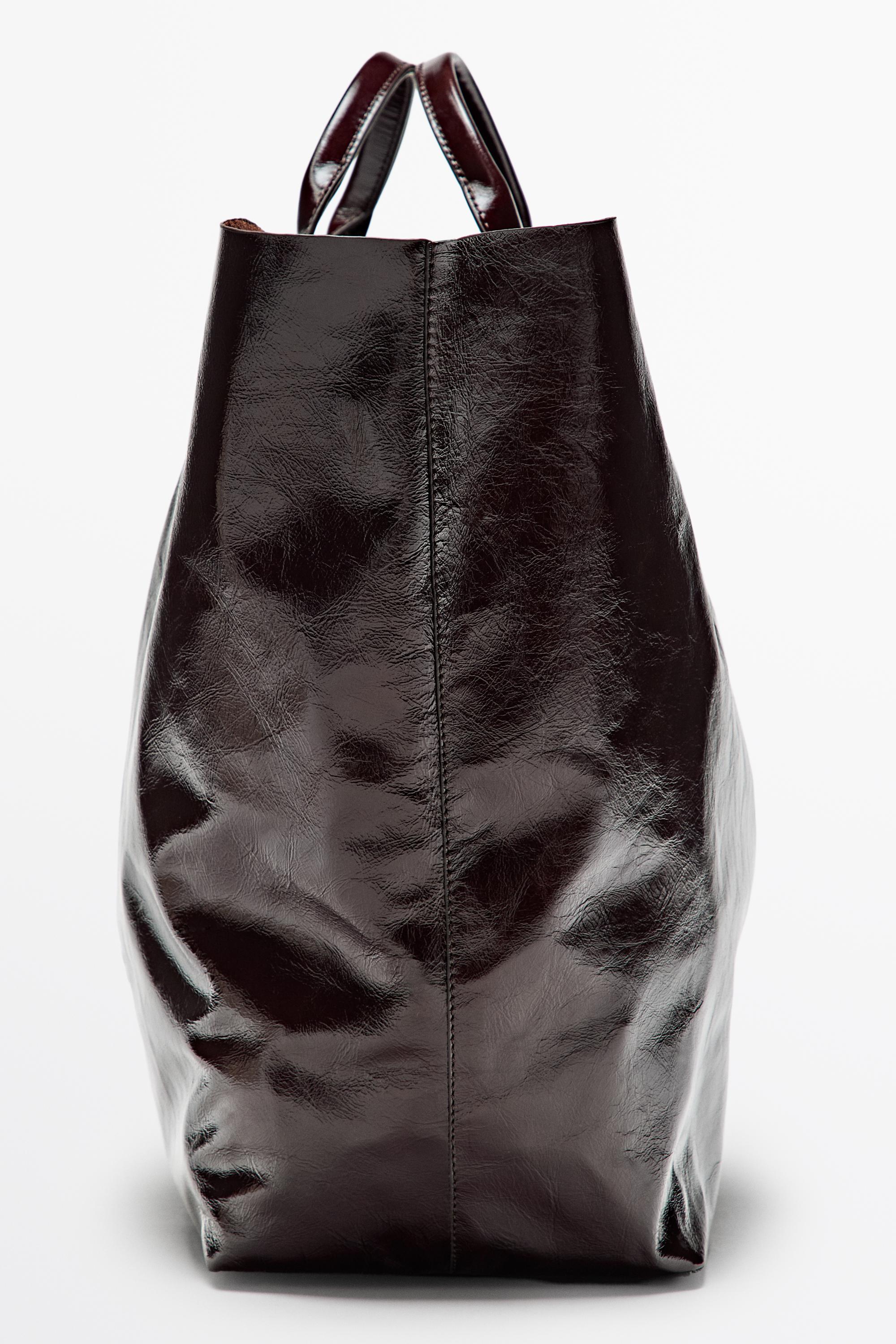 Bolso tote maxi piel napa crackle